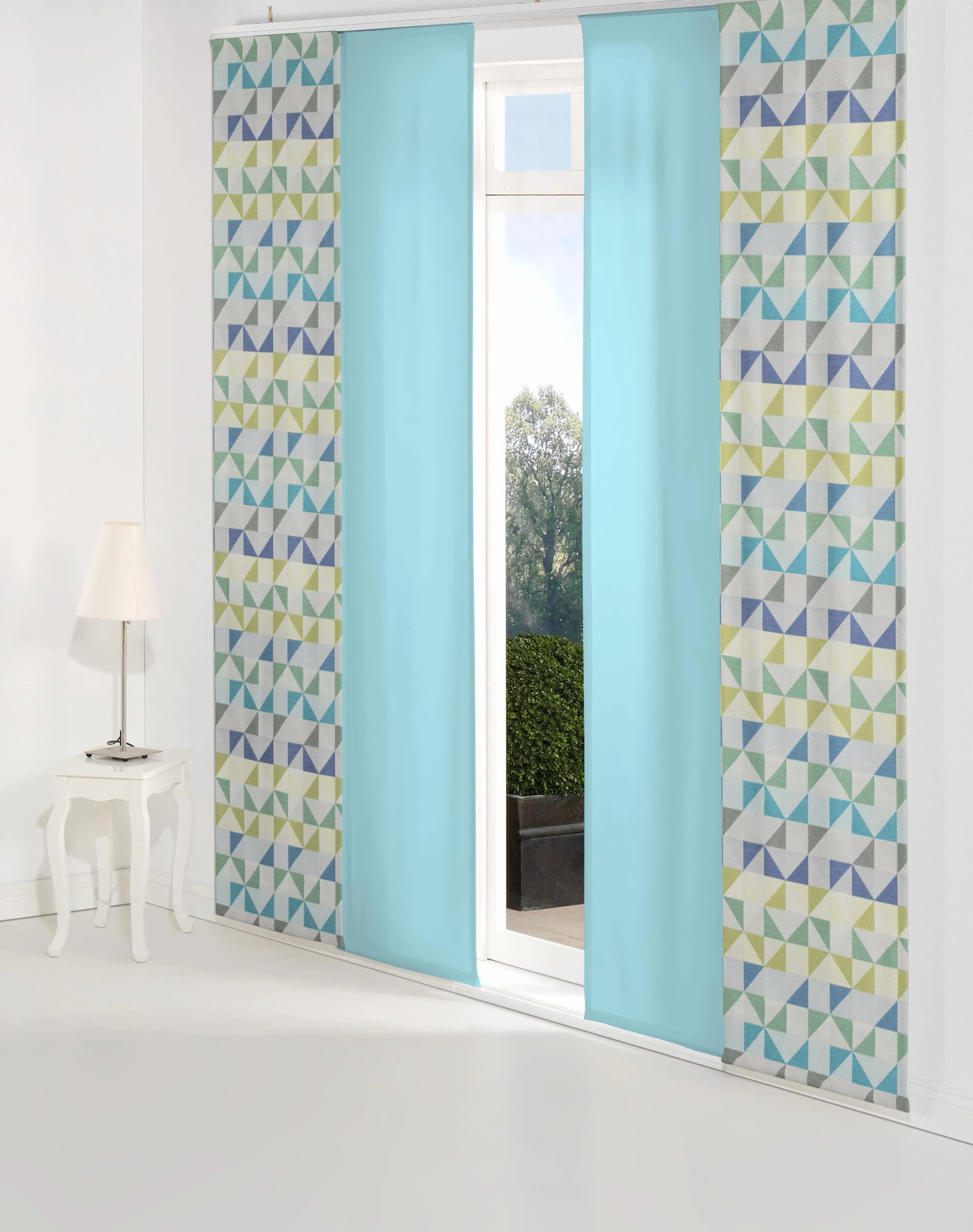 Schiebegardine WIRTH Berlare Blau Jacquard Baumwolle Polyester