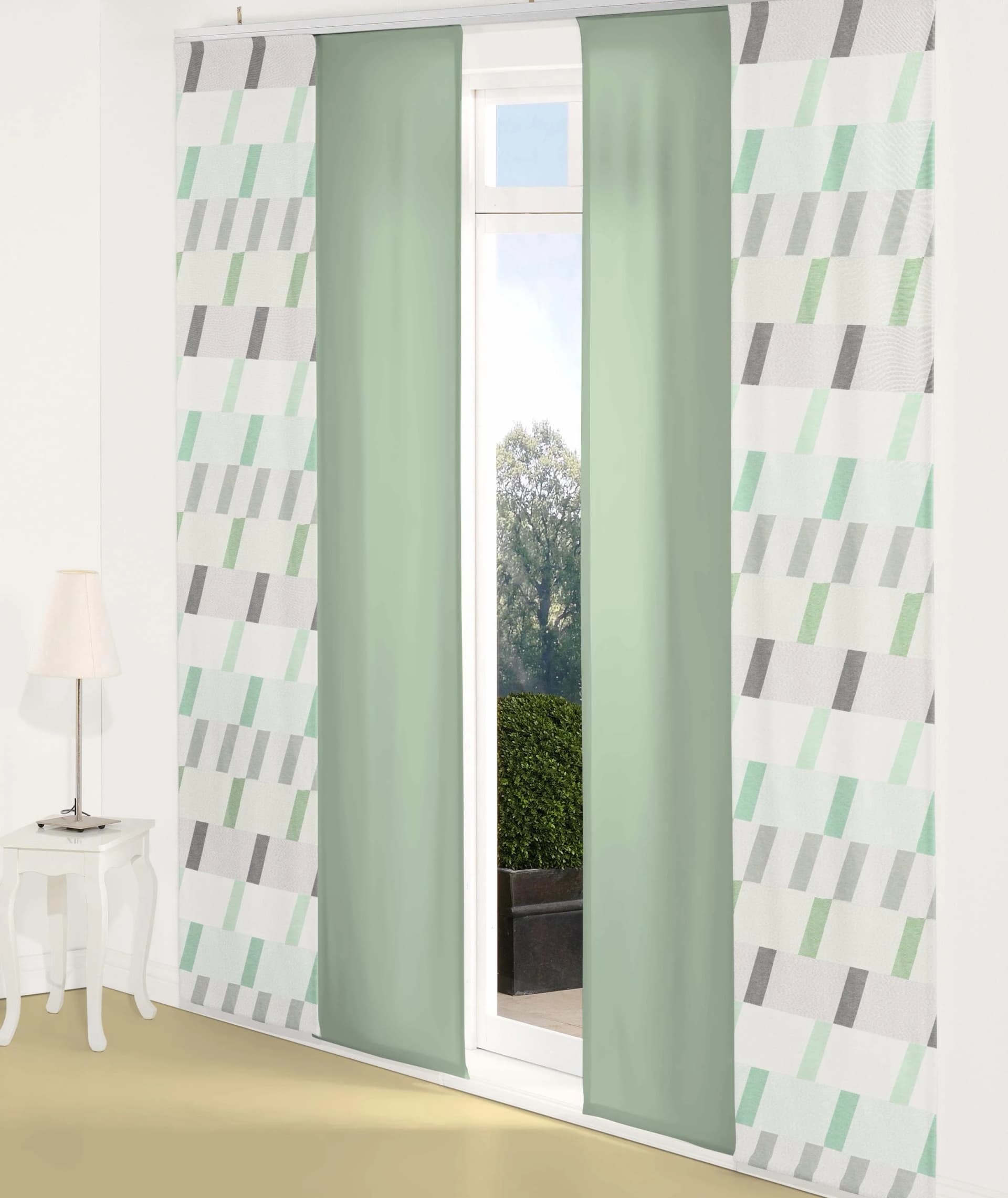 Schiebegardine WIRTH Bray Mint Jacquard Polyester Baumwolle 60x245cm