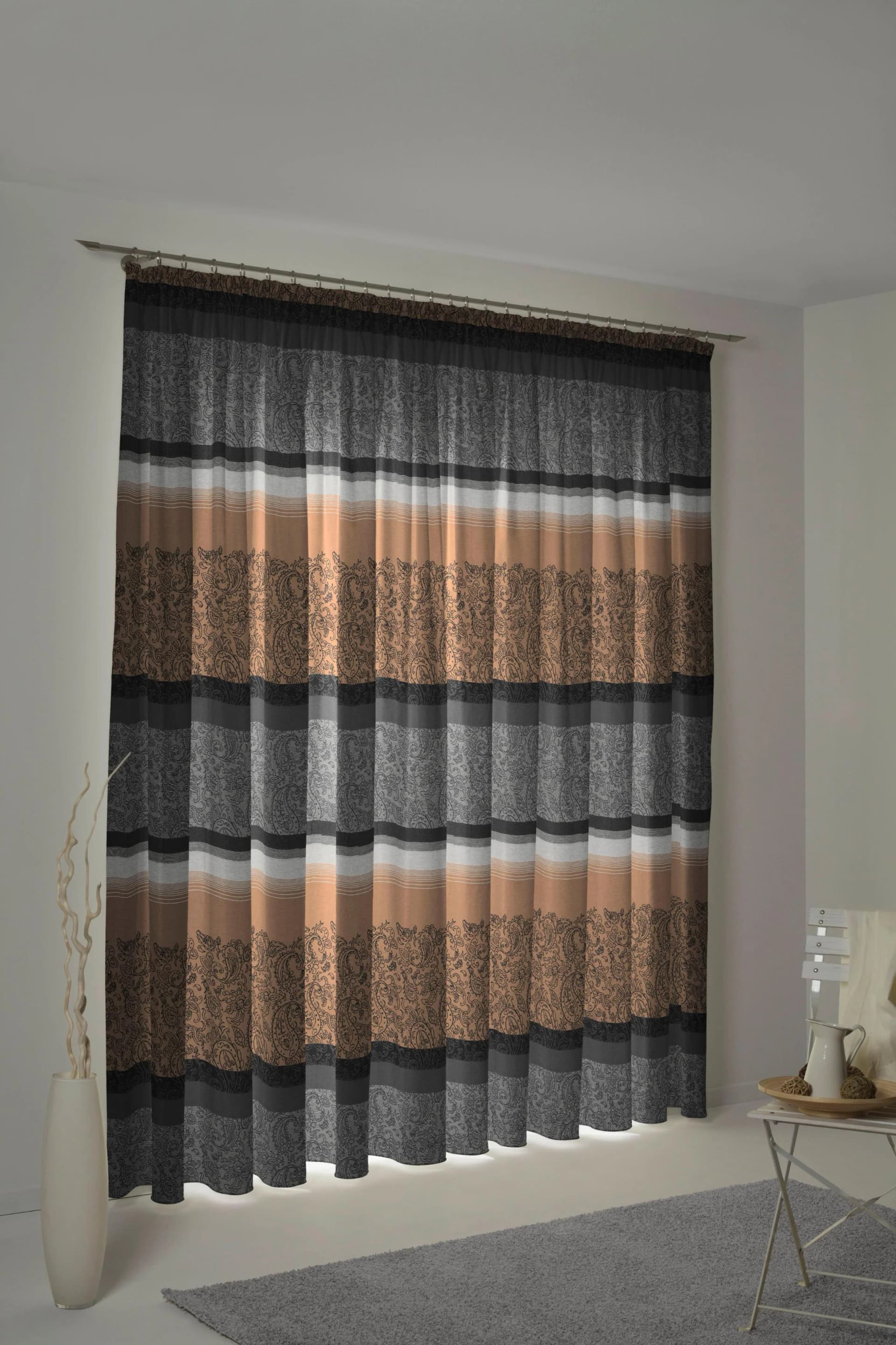 Vorhang WIRTH Maribor Grau Jacquard Baumwolle Polyester Gardinen