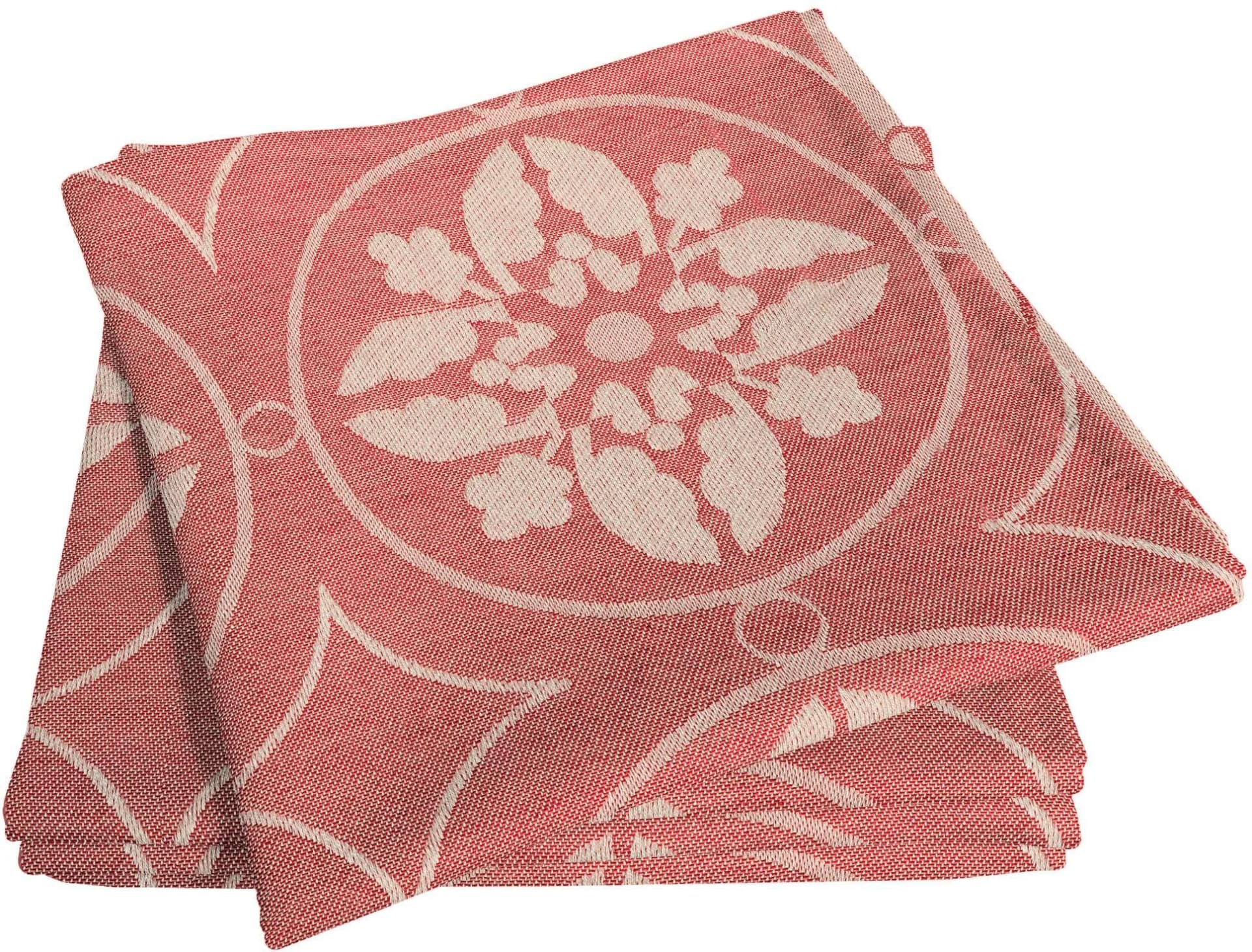 ADAM Stoffservietten Romantic Puligny Light 4er-Set Rot Baumwolle
