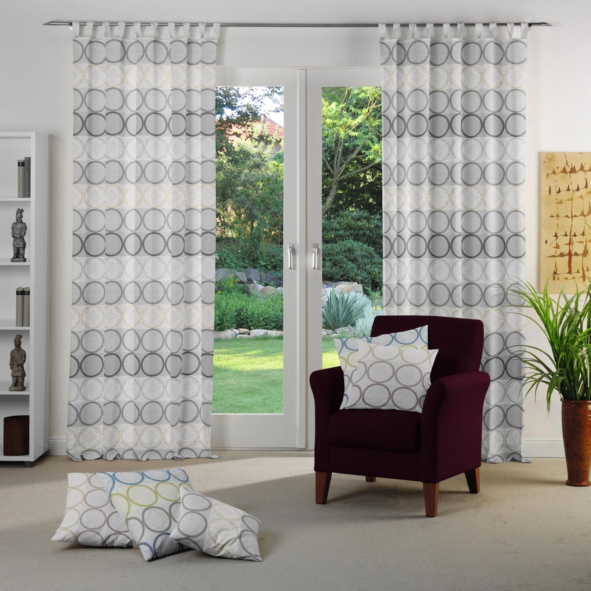 WIRTH Vorhang Zirbello Hellgrau Jacquard Schlaufen