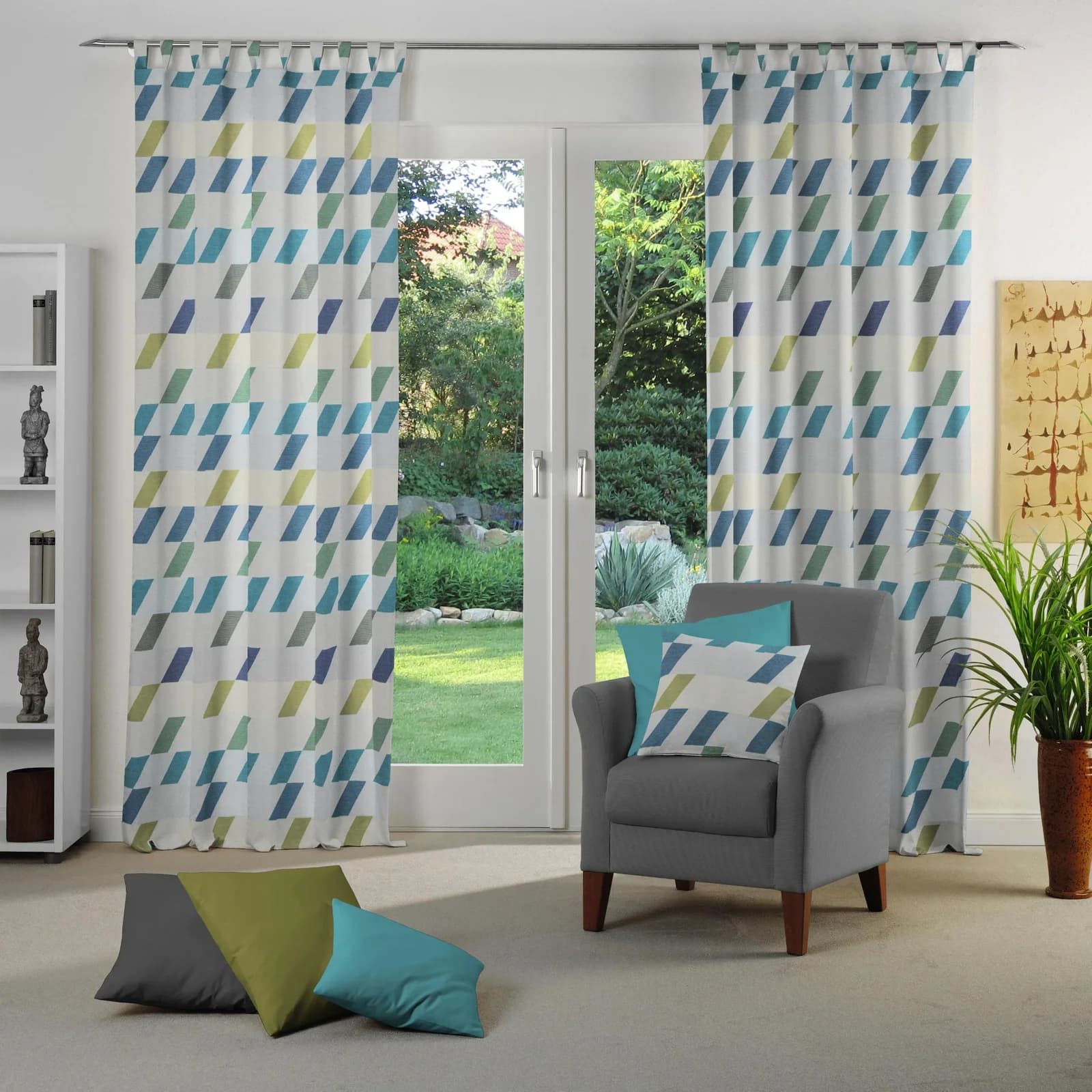 WIRTH Vorhang Bray Blau Jacquard Baumwolle Polyester