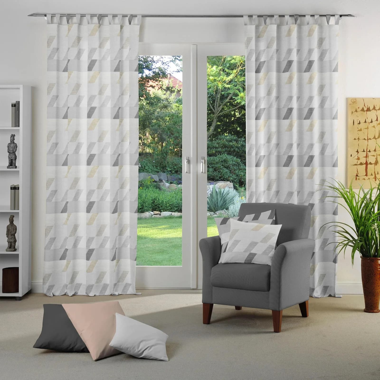 WIRTH Vorhang Bray Hellgrau Jacquard Polyester Baumwolle