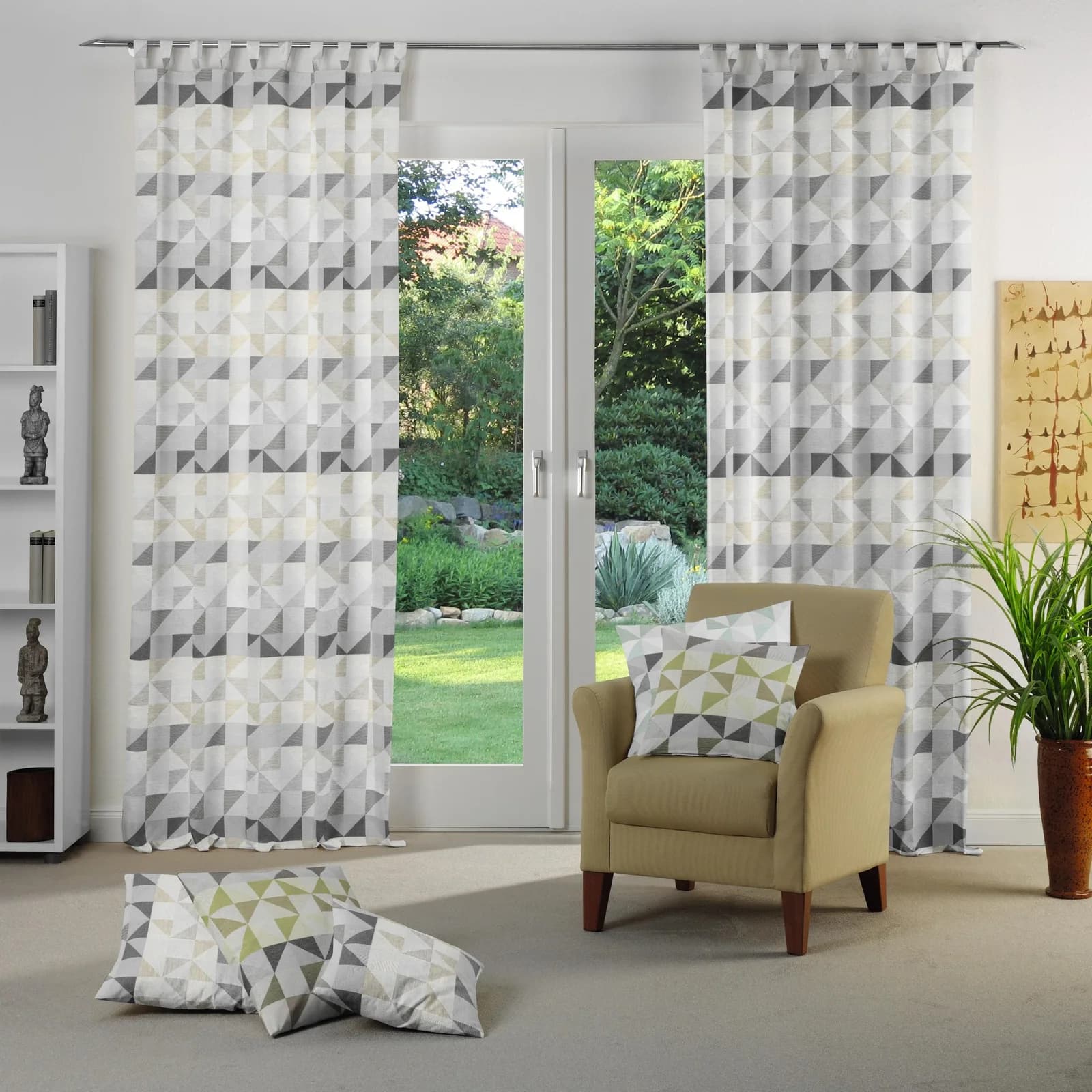 Vorhang WIRTH "Berlare" Hellgrau Jacquard Baumwolle Polyester