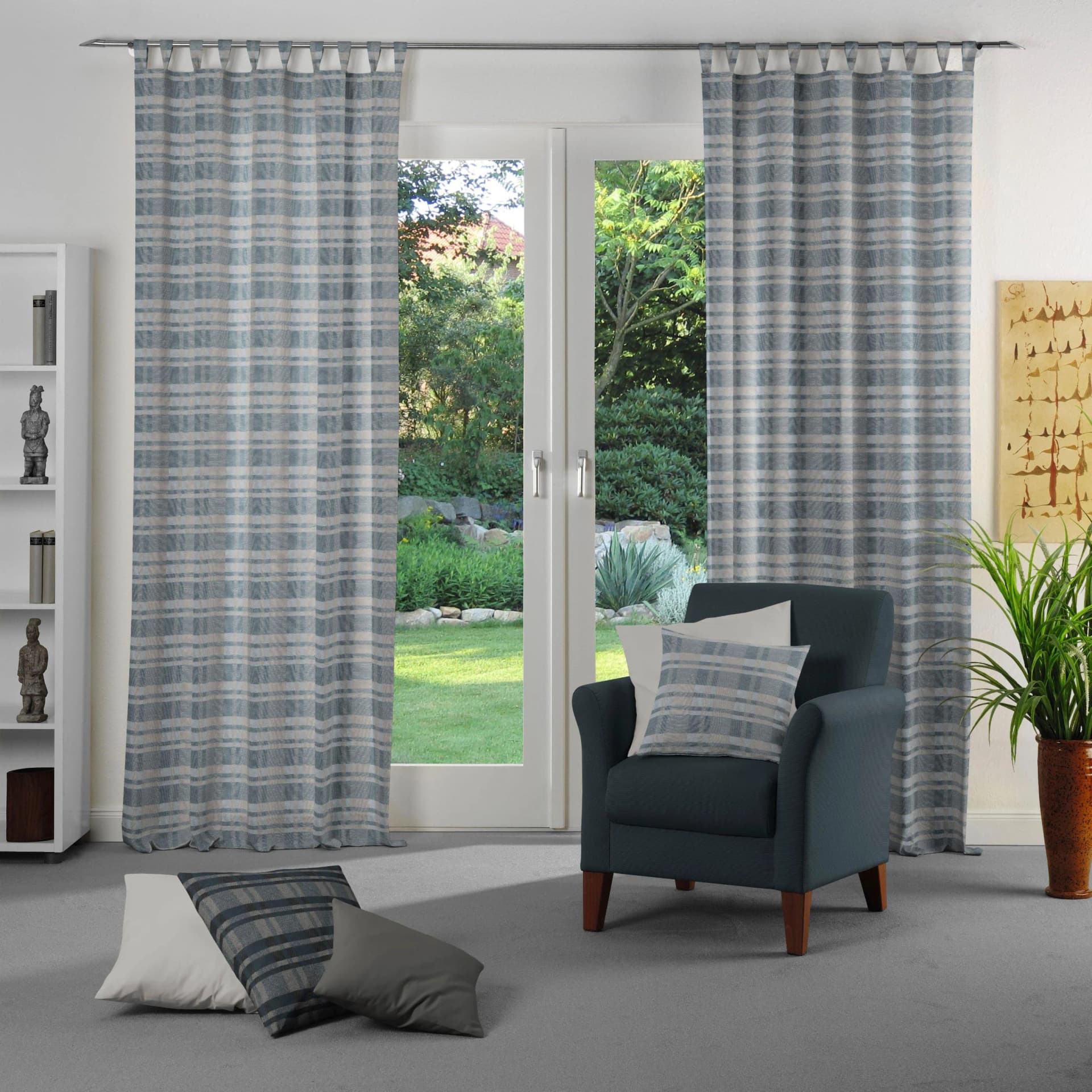 WIRTH Vorhang Laufenberg Blau Jacquard Schlaufen