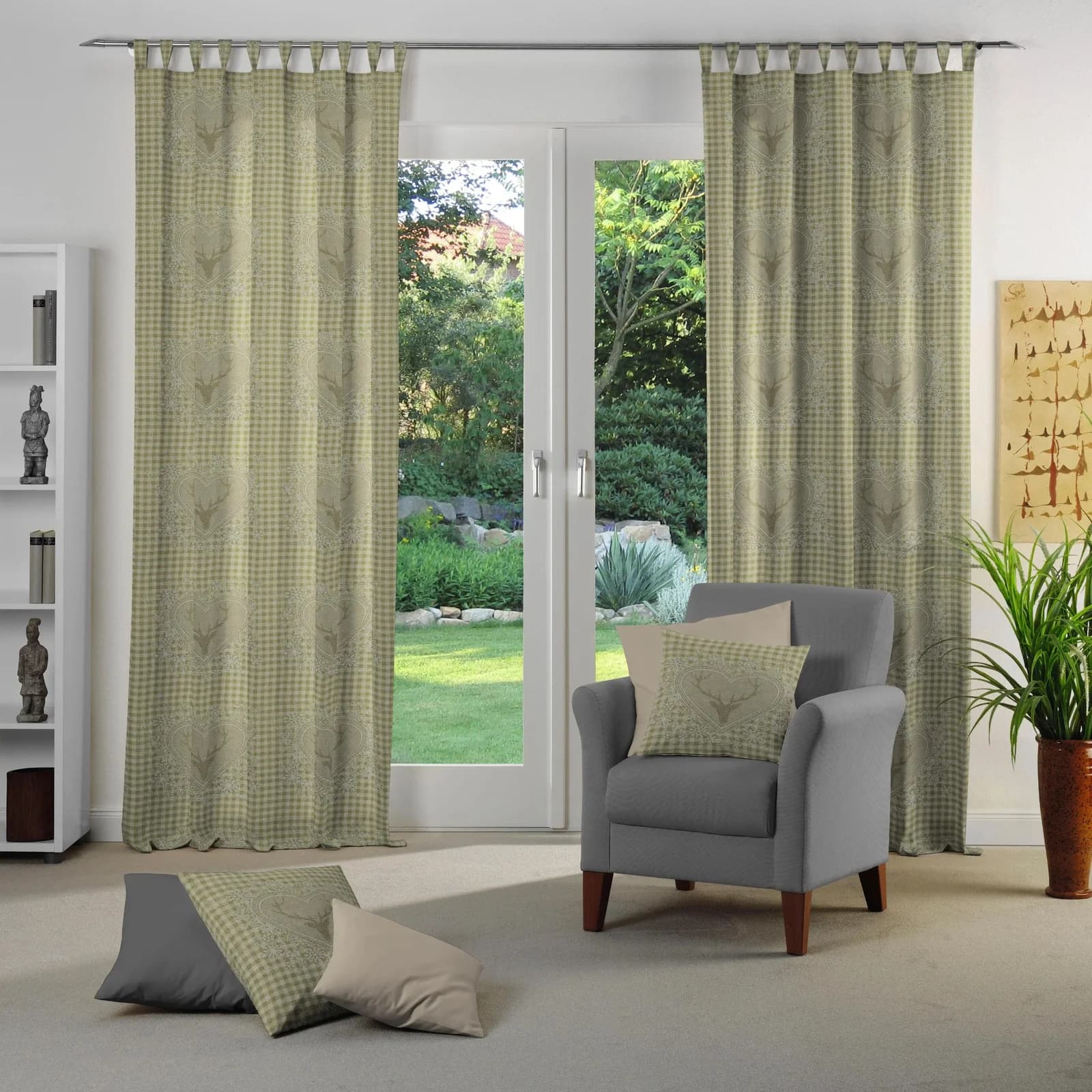 WIRTH Vorhang Stuben Grün Jacquard Landhaus