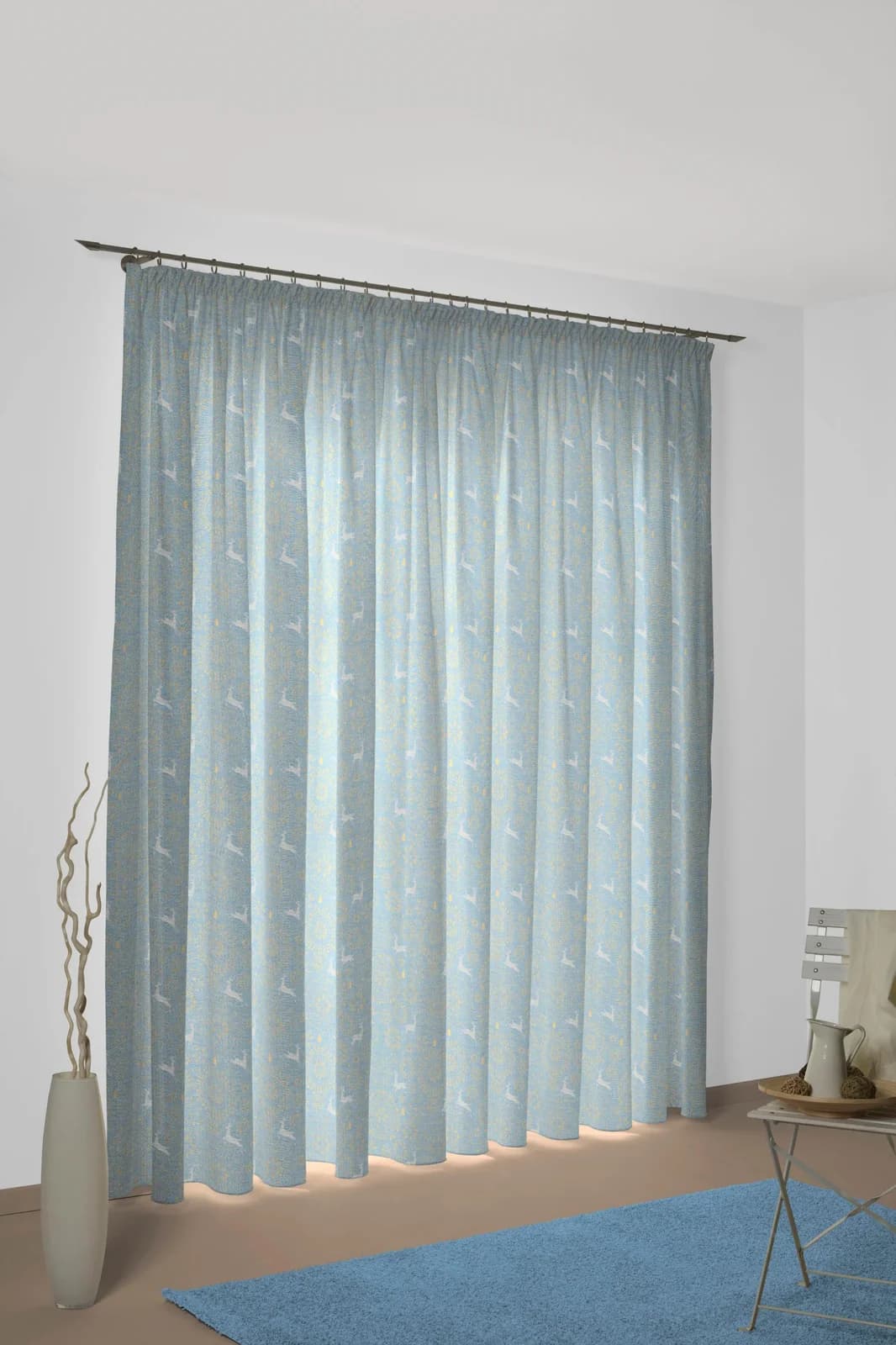 Vorhang WIRTH Swift Blau Jacquard Baumwolle Polyacryl