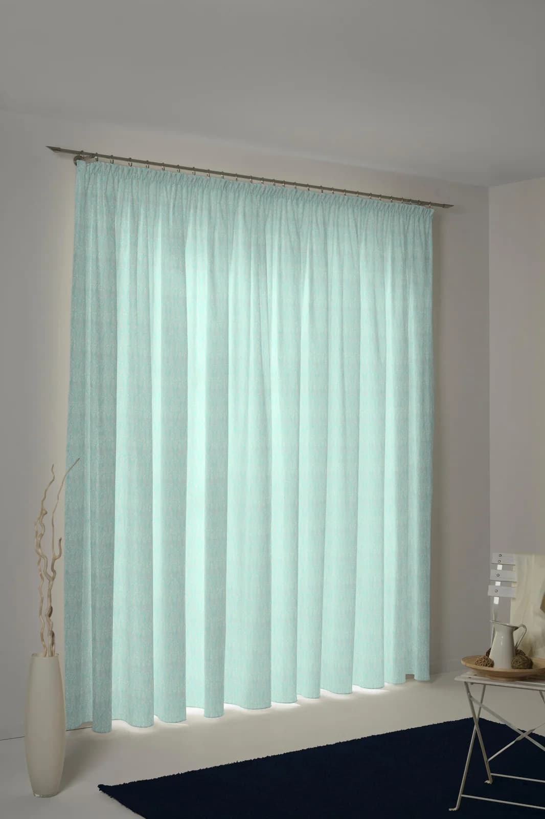ADAM Vorhang Little Parrot Hellblau Jacquard Bio-Baumwolle
