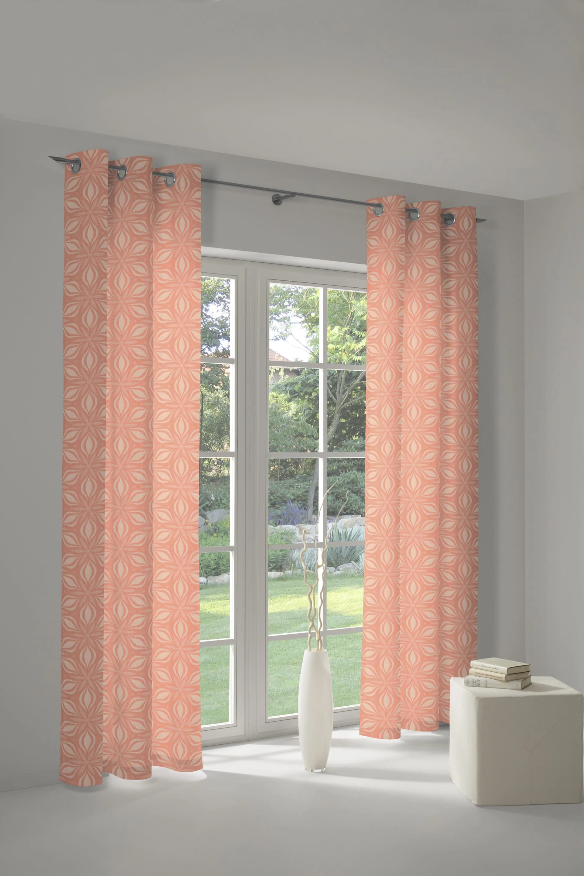 ADAM Vorhang Retro Floret Orange 145x145cm Bio-Baumwolle