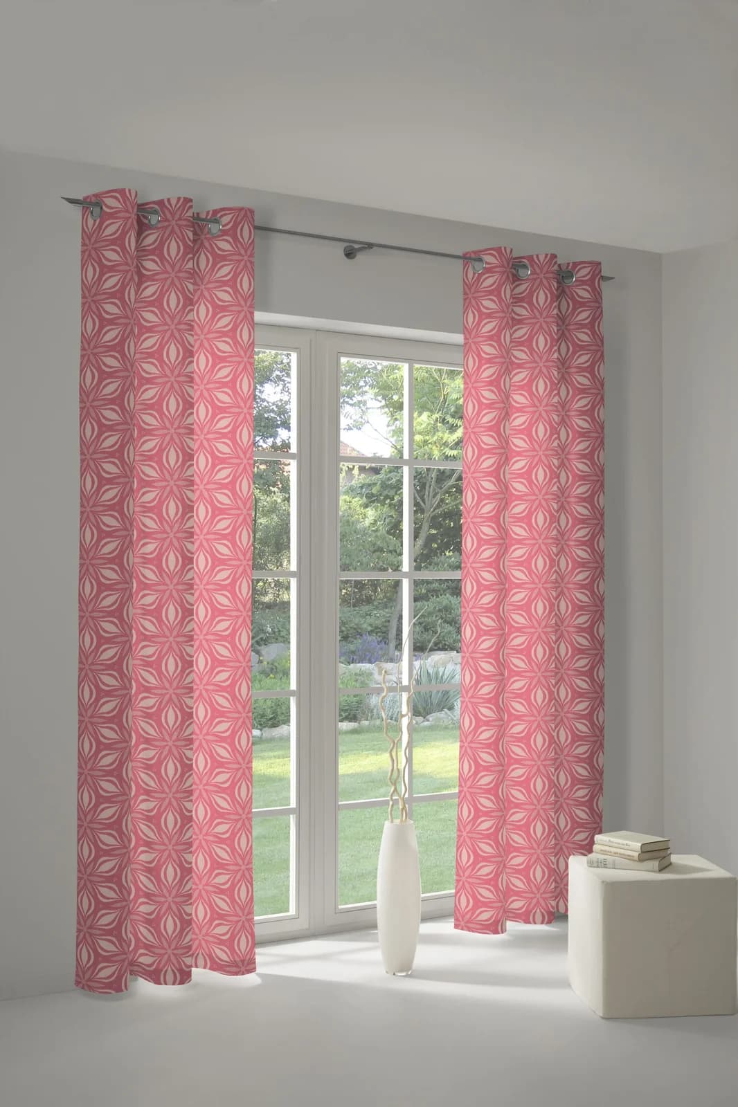 ADAM Vorhang Retro Floret Rosa 145x145cm Bio-Baumwolle Ösen