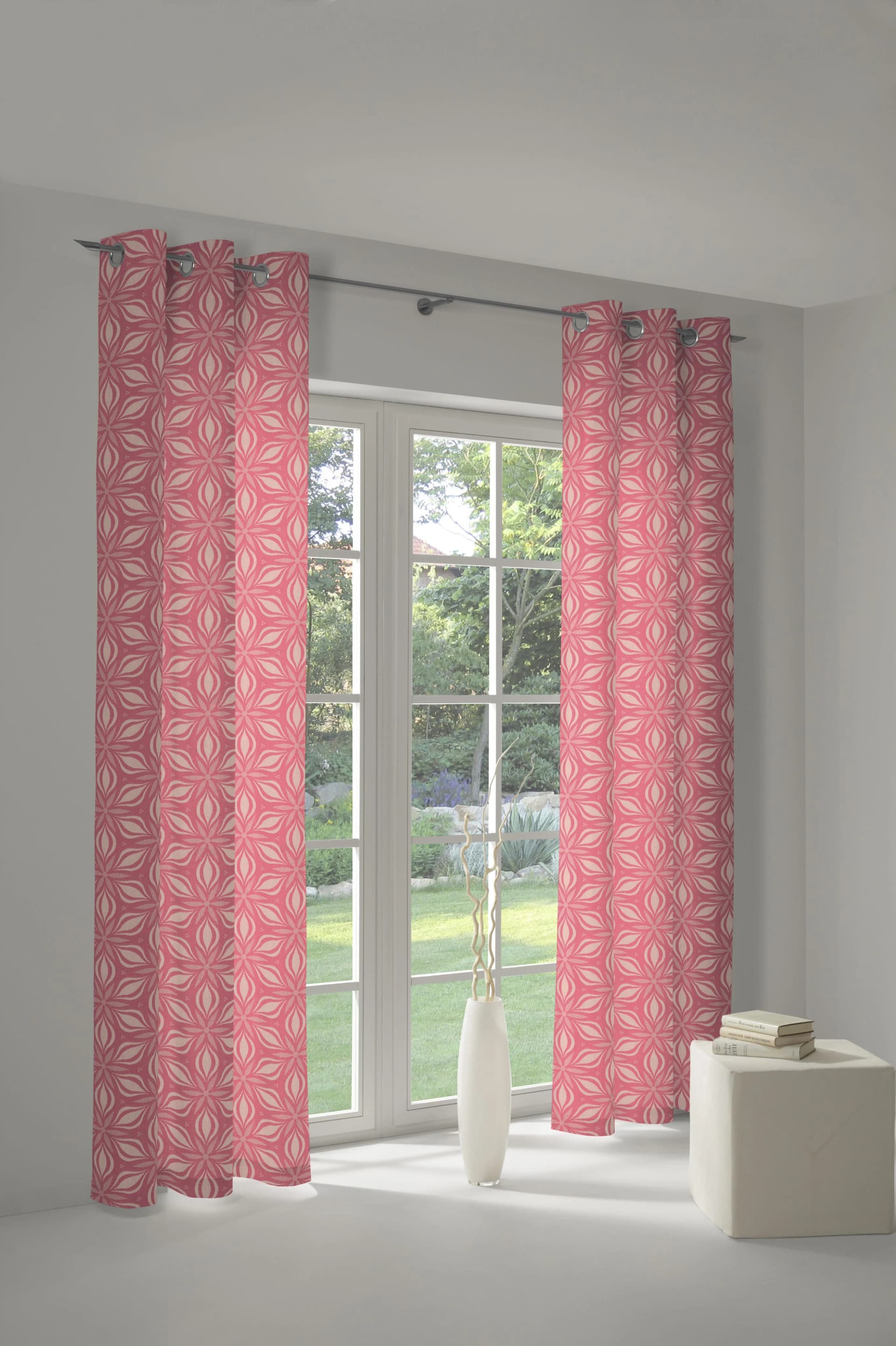 Vorhang ADAM Retro Floret Pink Jacquard Bio-Baumwolle