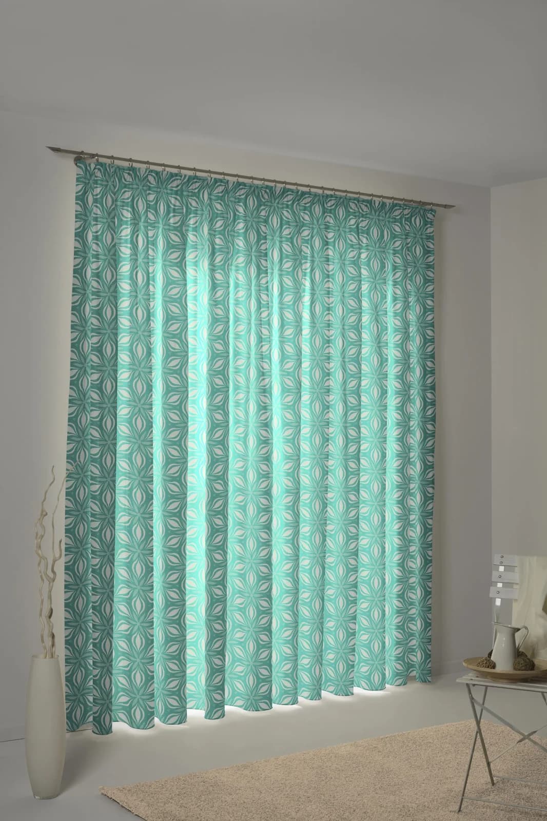ADAM Vorhang Retro Floret Blau 145x145cm Bio-Baumwolle