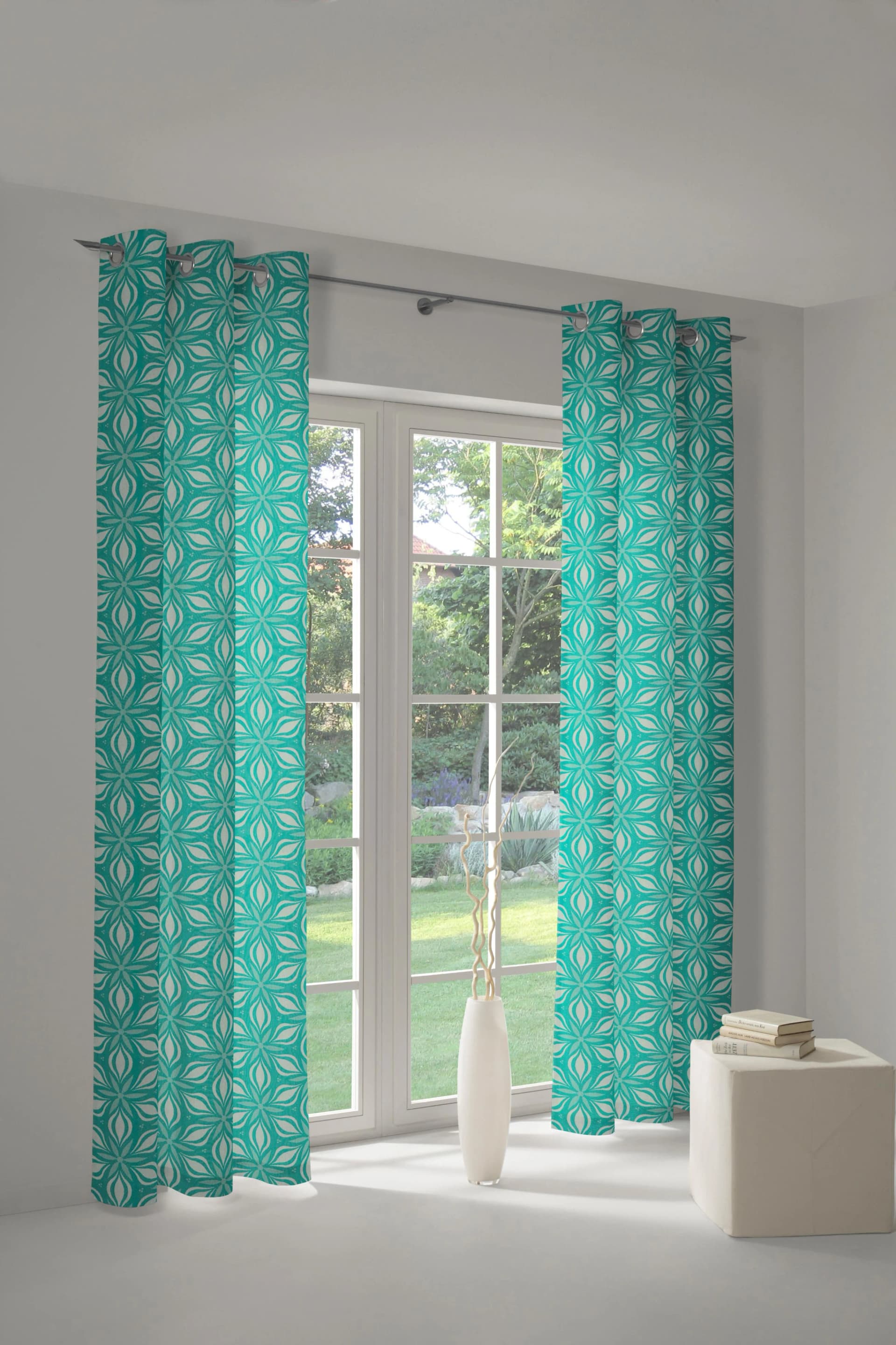 ADAM Retro Floret Vorhang Blau Jacquard Bio-Baumwolle