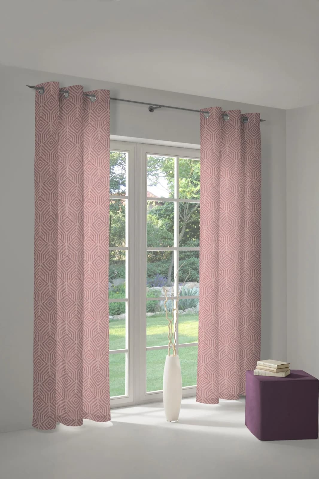 Vorhang ADAM Easy Diamond Jacquard Aubergine 145x225cm Bio-Baumwolle