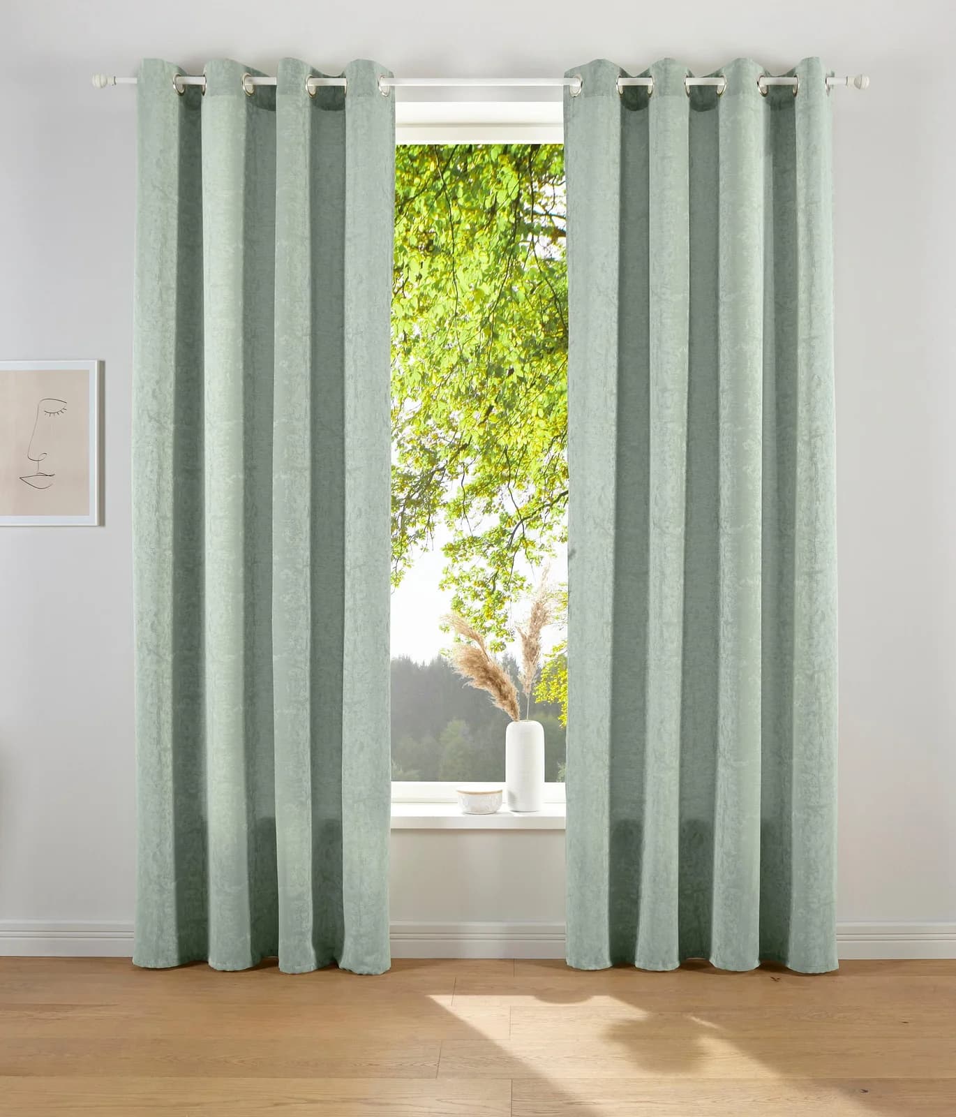 Vorhang "LESKA" Grün Jacquard Polyacryl Polyester LeGer Home by Lena Gercke