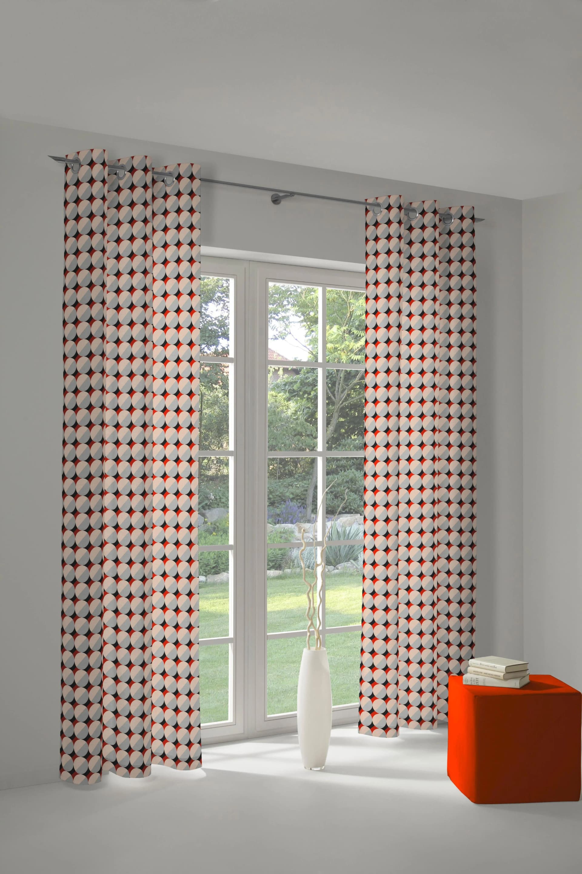 ADAM Vorhang Circles Retro-Kreismuster 100% Bio-Baumwolle