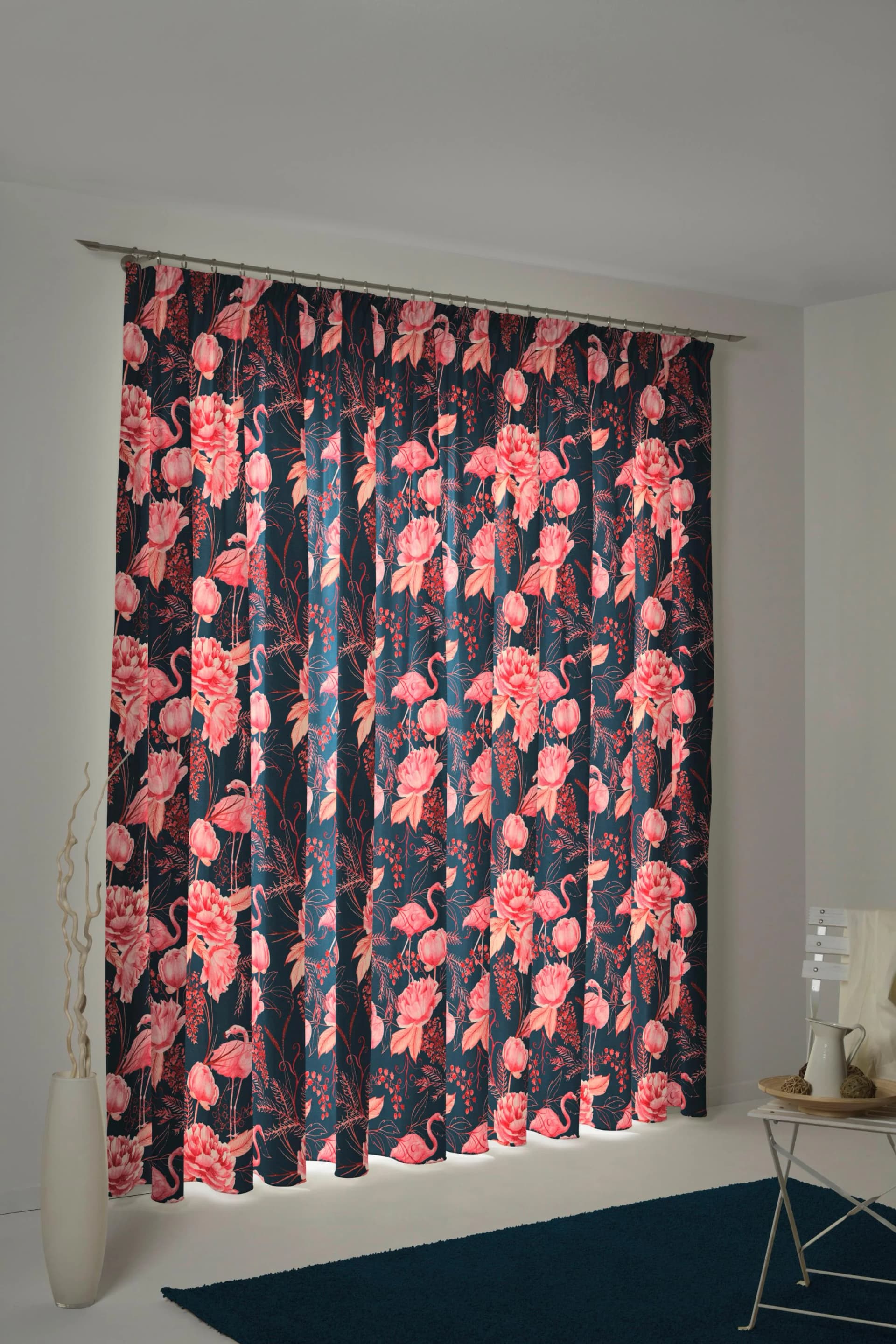 Vorhang ADAM Eden Jacquard Bio-Baumwolle Pink/Dunkelblau