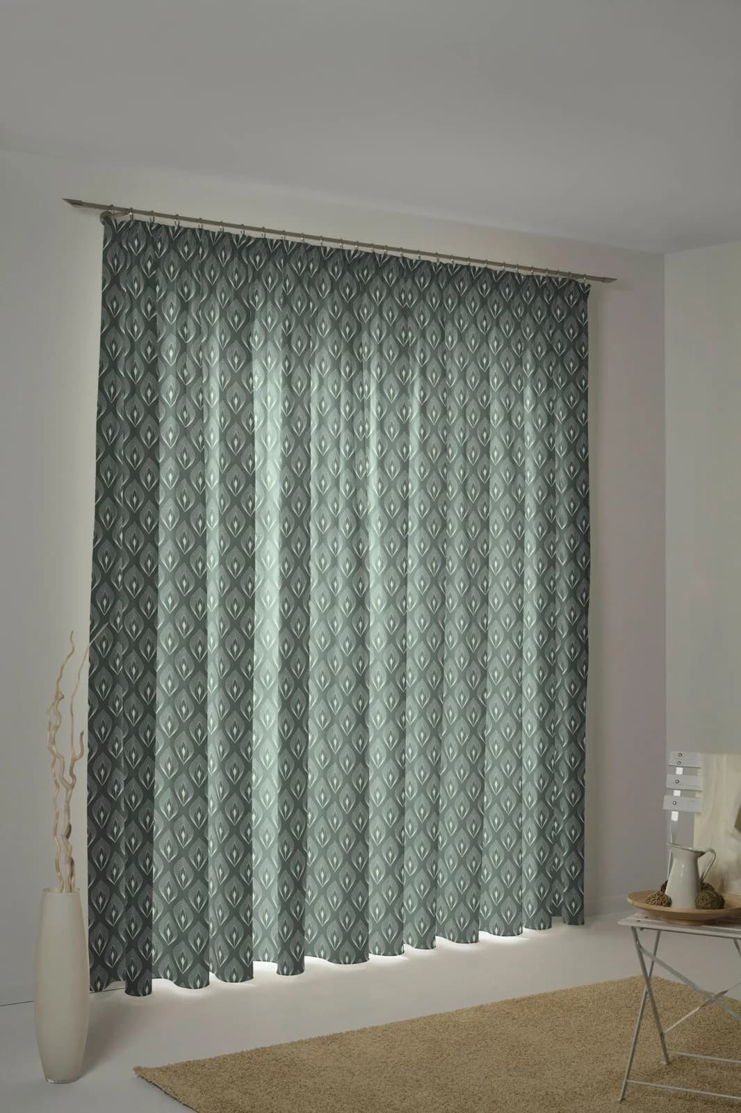 Vorhang ADAM Feathers Blau Jacquard Bio-Baumwolle 145x225 cm