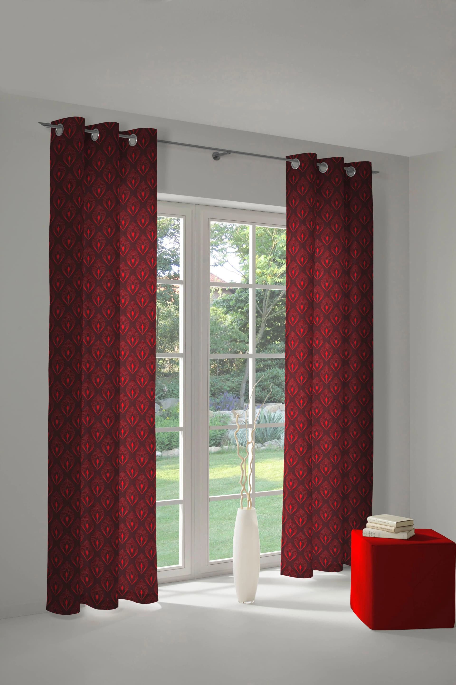 Vorhang ADAM Feathers Jacquard Bio-Baumwolle Rot