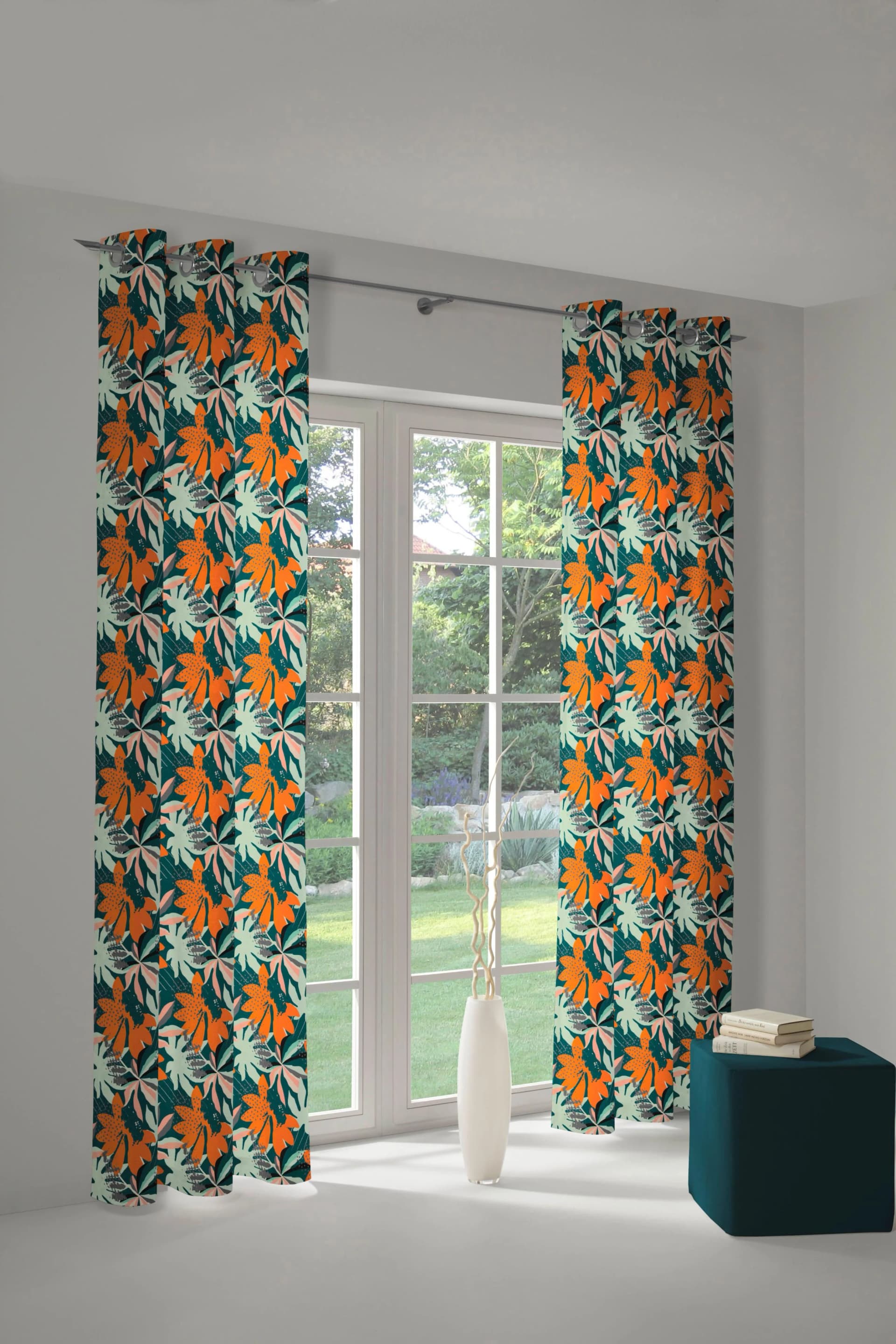 Vorhang ADAM Jungle Bunt Bio-Baumwolle Jacquard