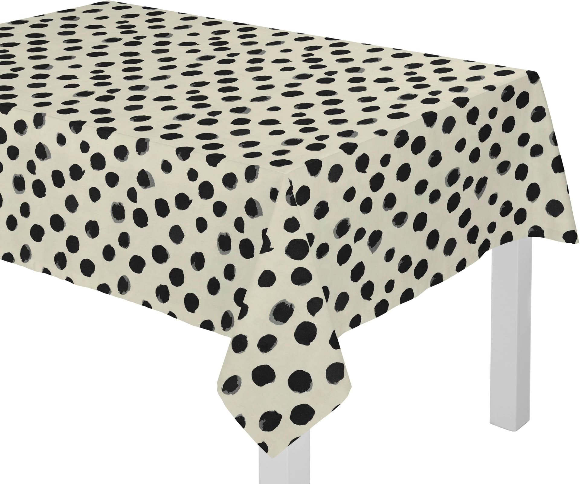Tischdecke ADAM Dots Schwarz Leinen Bio-Baumwolle