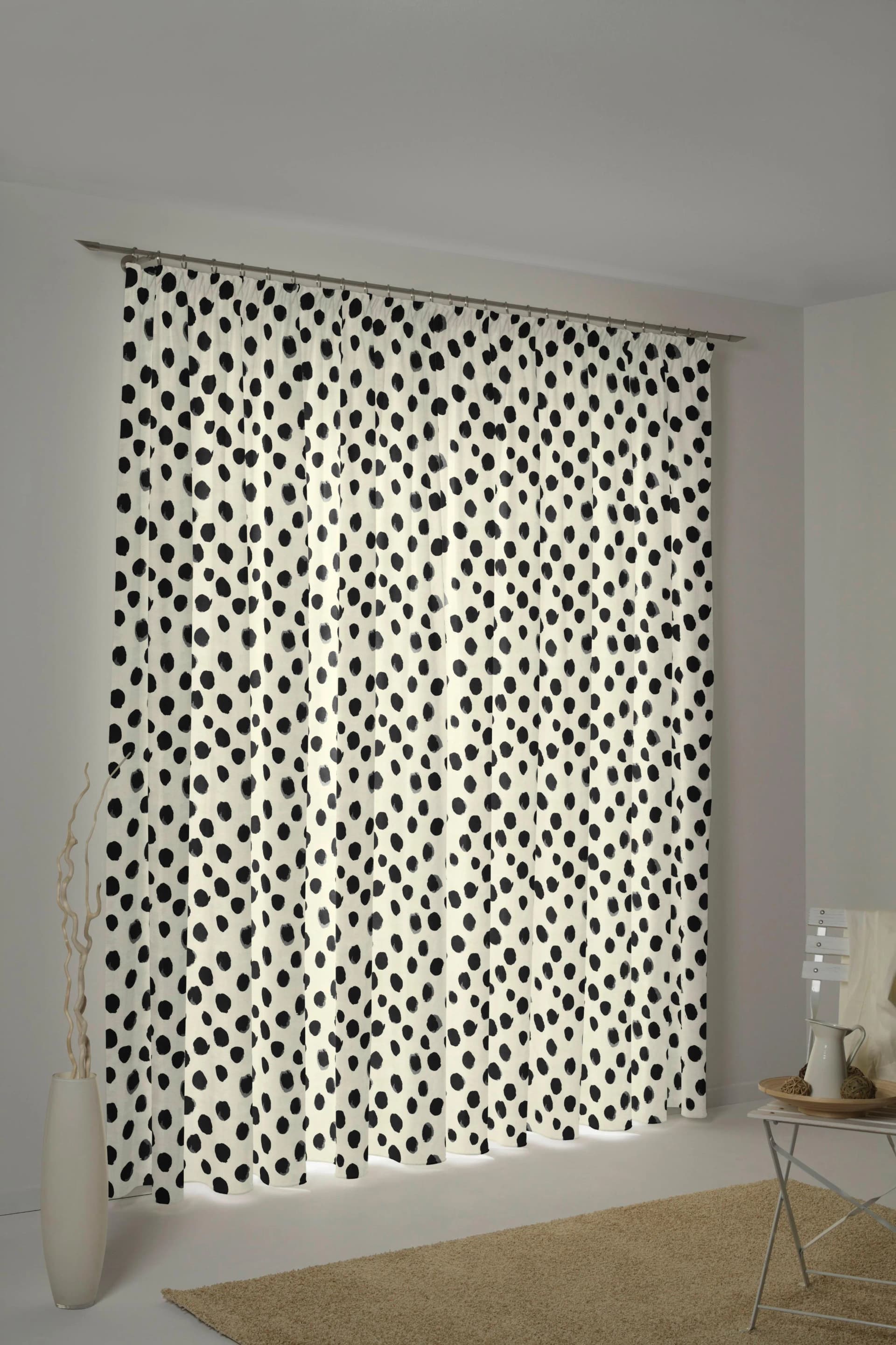 ADAM Vorhang Dots Leinen Bio-Baumwolle Schwarz Weiß