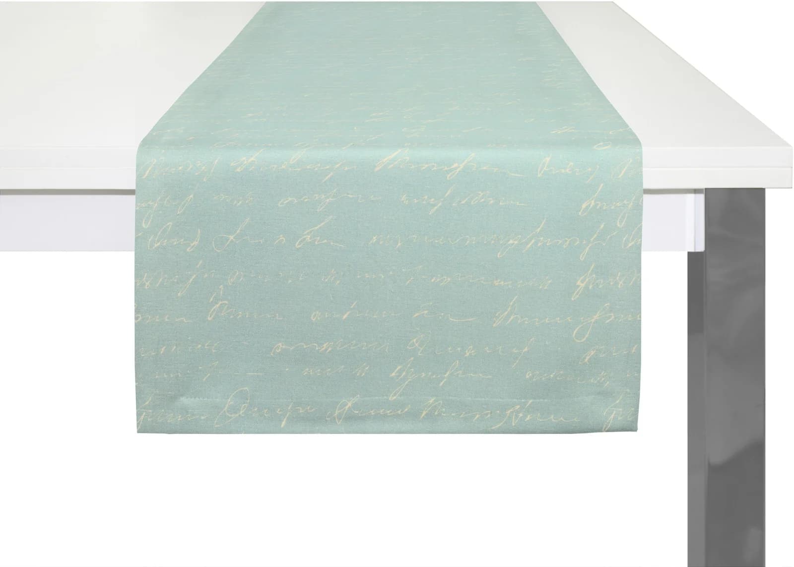 Tischläufer ADAM Scribble blau natur hellblau Leinen Bio-Baumwolle