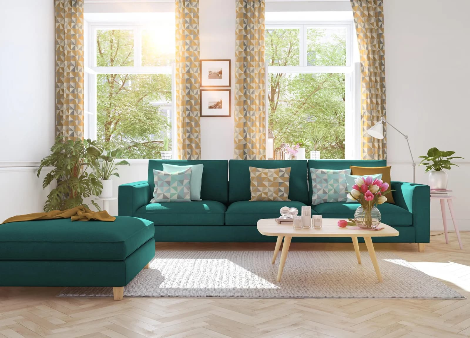 Vorhang ADAM Bio Bel Jacquard 142x225cm Gelb/Natur/Grau Bio-Baumwolle