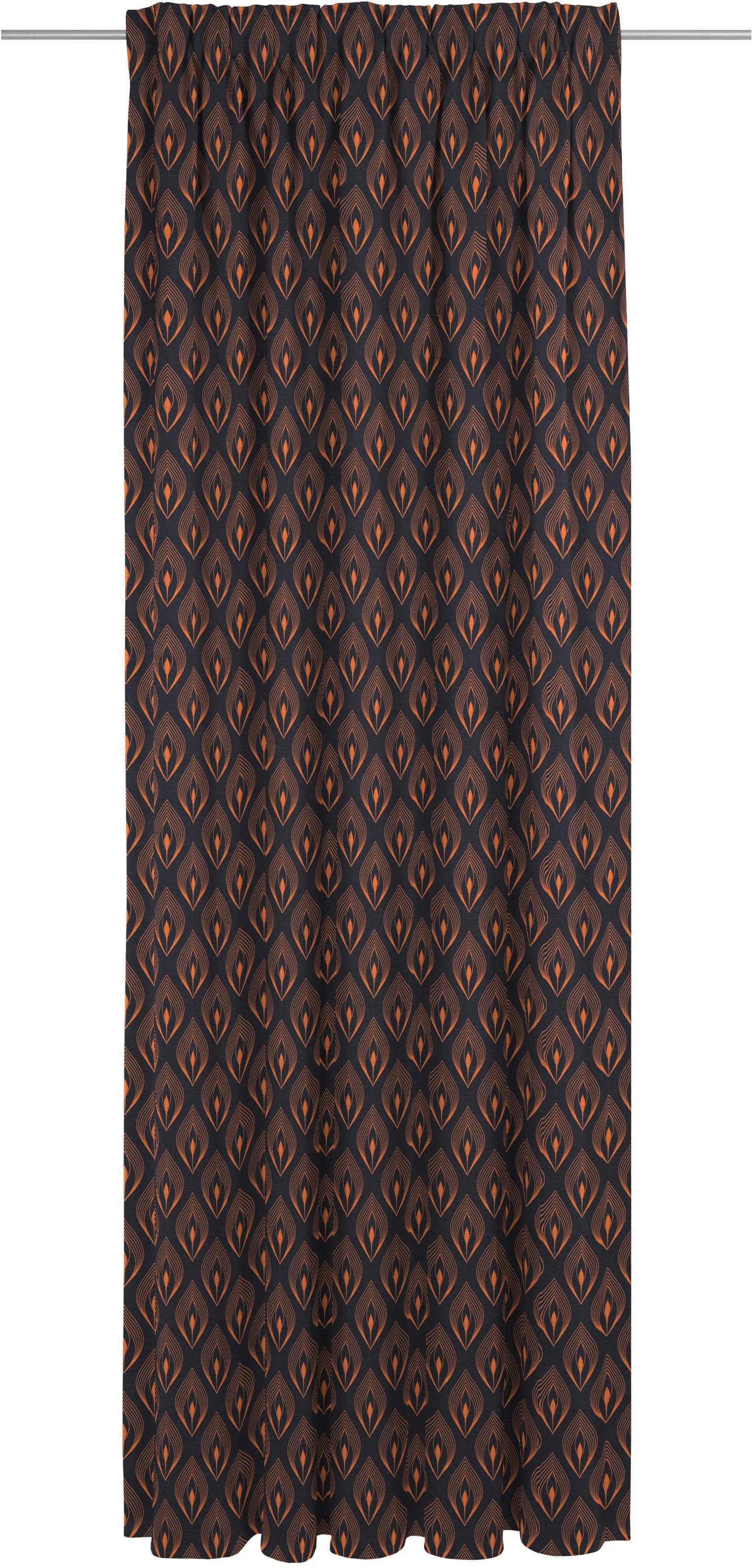 Vorhang ADAM Feathers Jacquard Bio-Baumwolle Orange/Dunkelblau