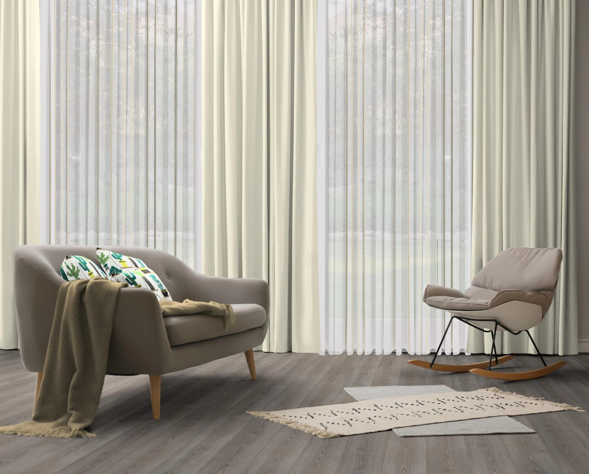 WIRTH Vorhang Dim out Beige Jacquard Polyester