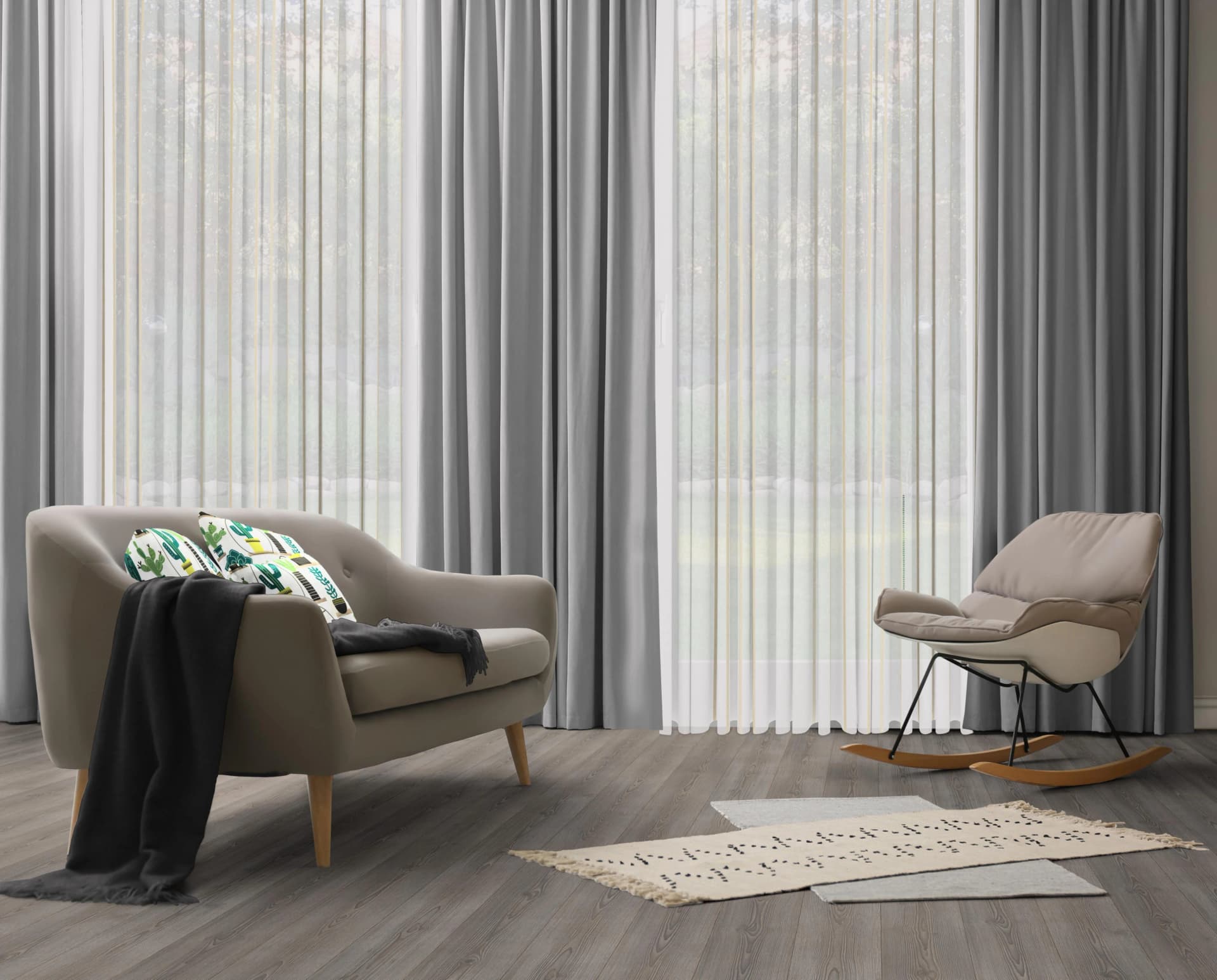 WIRTH Vorhang Dim out Grau Jacquard Polyester