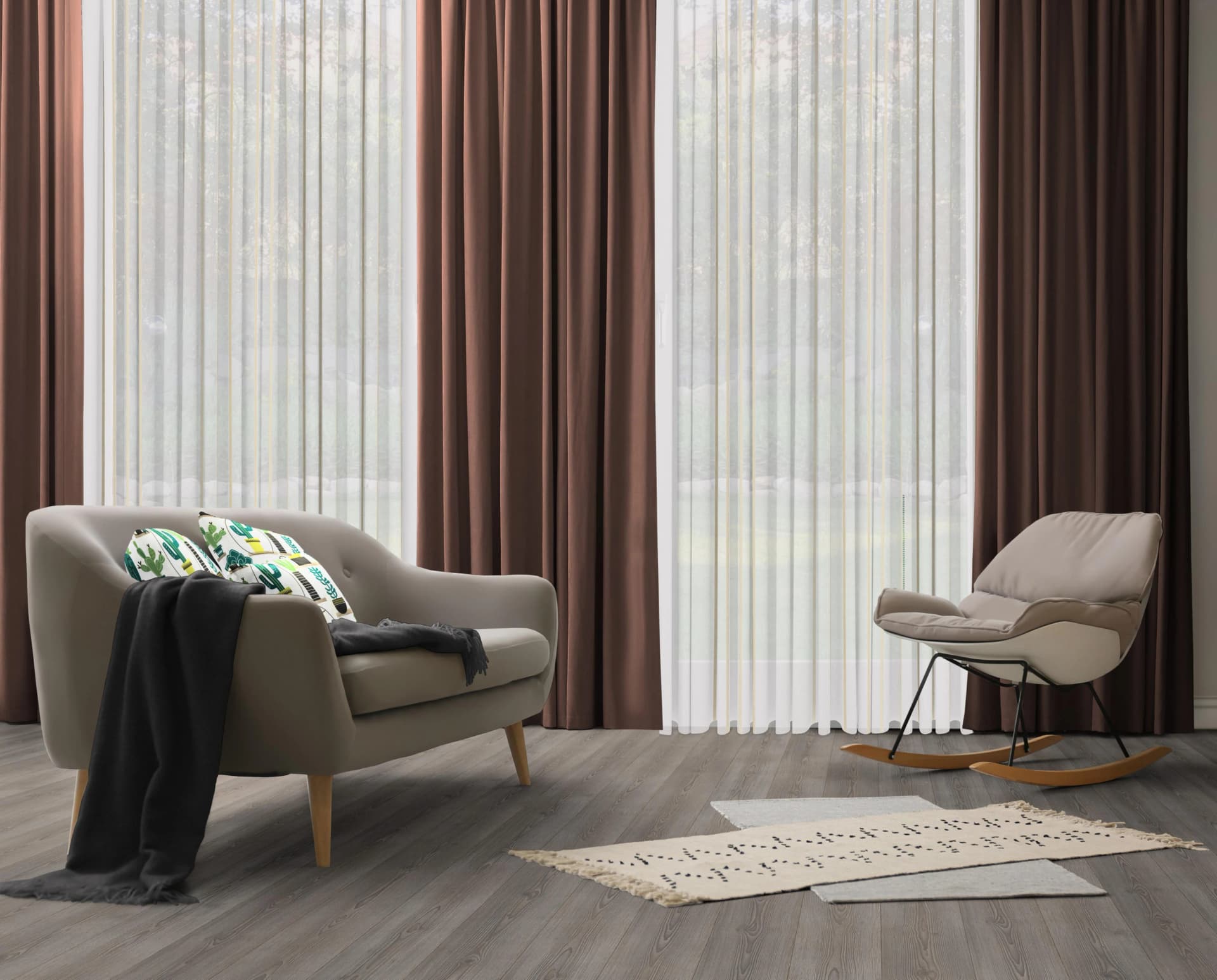 WIRTH Vorhang Dim out Jacquard Polyester Braun