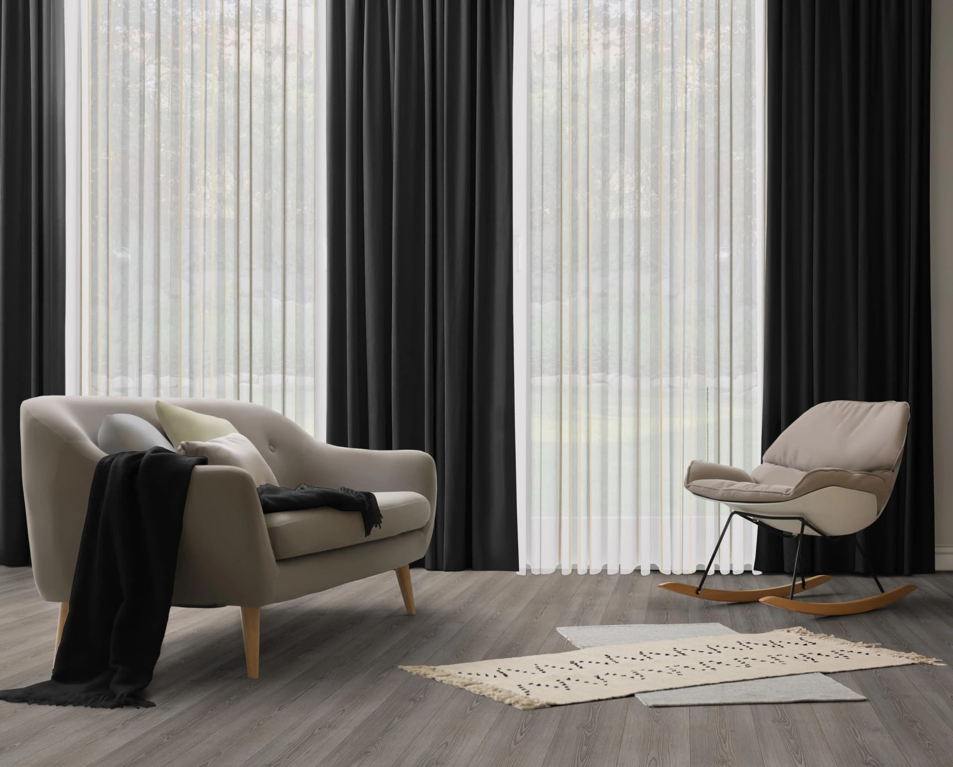 WIRTH Vorhang Dim out Jacquard Polyester Schwarz