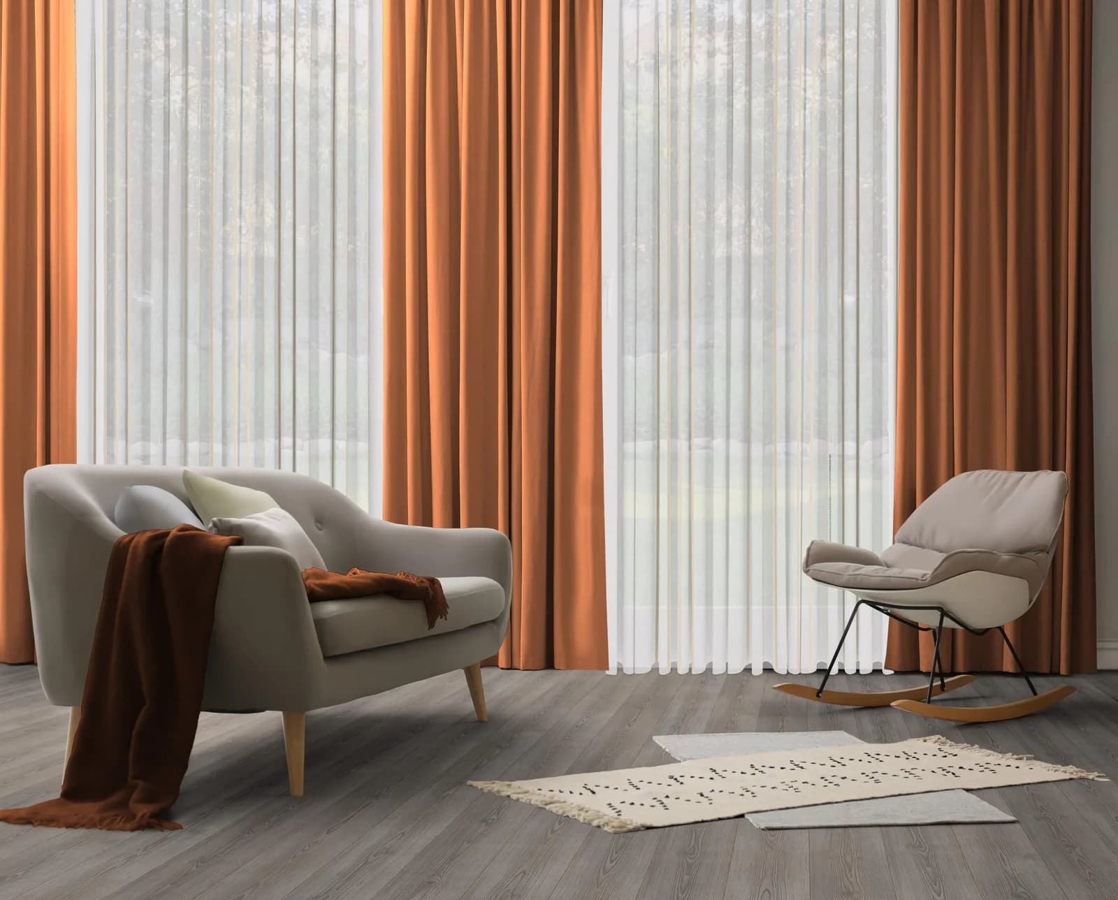 WIRTH Vorhang Dim Out Orange Jacquard Verdunkelung