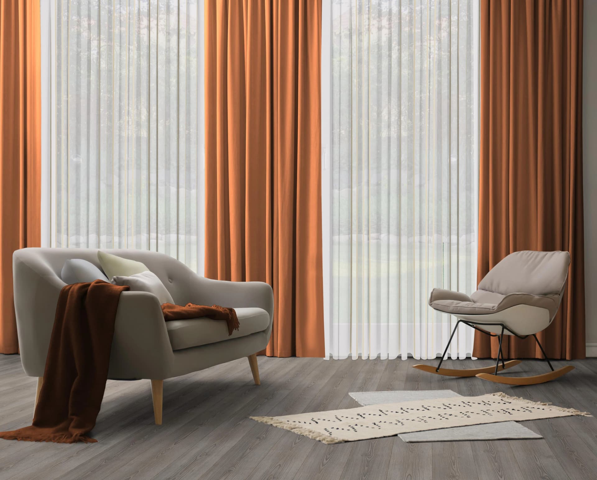WIRTH Vorhang "Dim out" Jacquard Polyester Orange Verdunklend