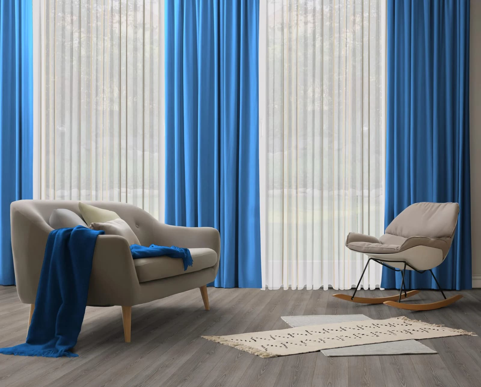 WIRTH Vorhang Dim Out Blau Verdunkelnd Polyester
