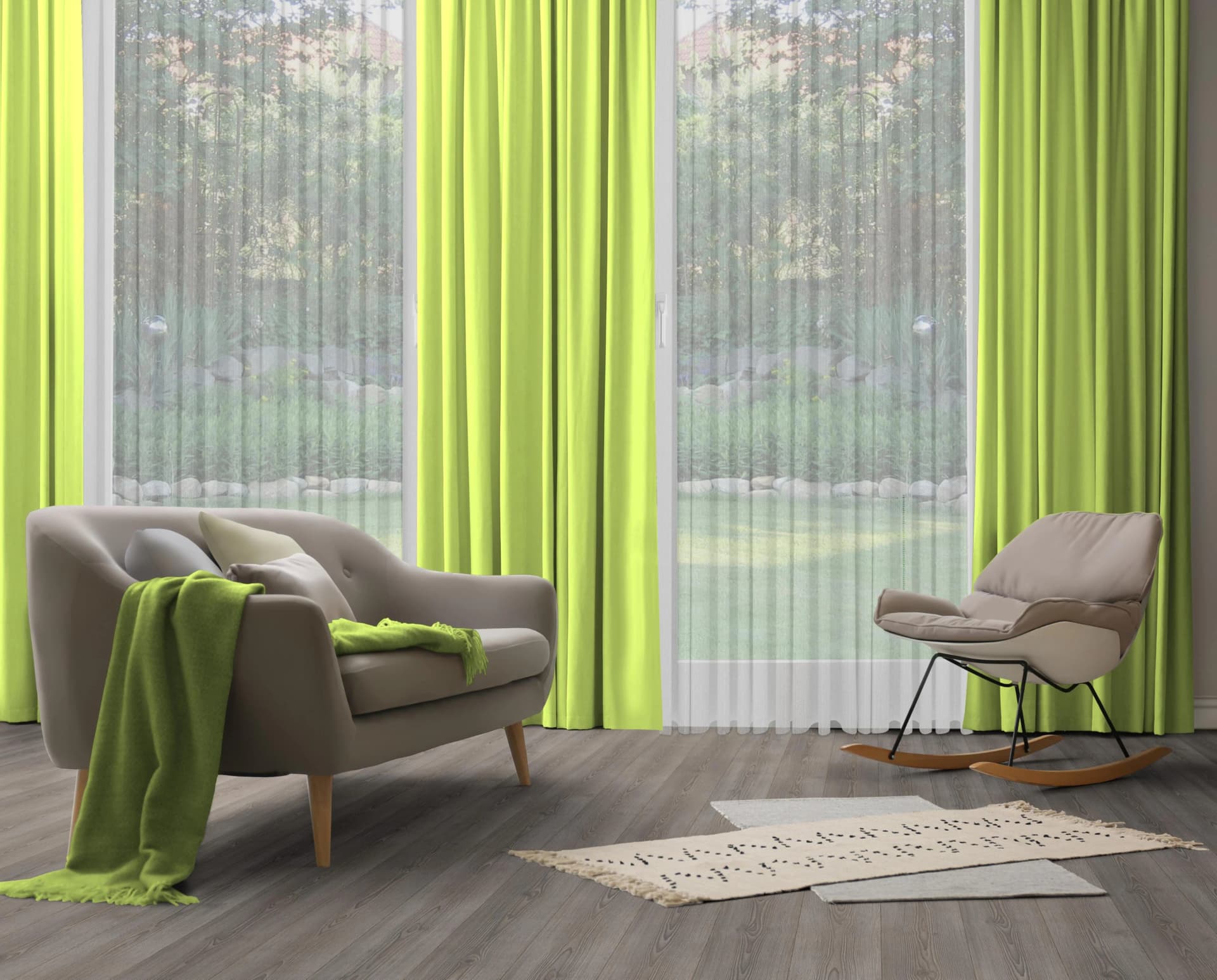 WIRTH Vorhang Dim out Jacquard Polyester Grün 142x175cm