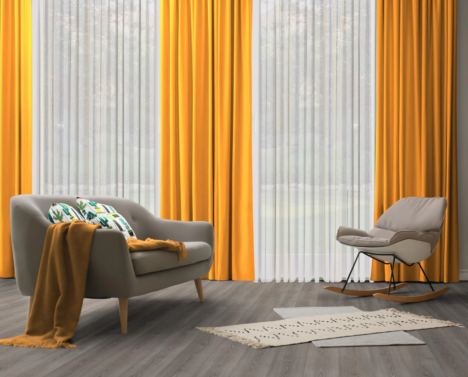 WIRTH Vorhang Dim out Orange Jacquard Polyester