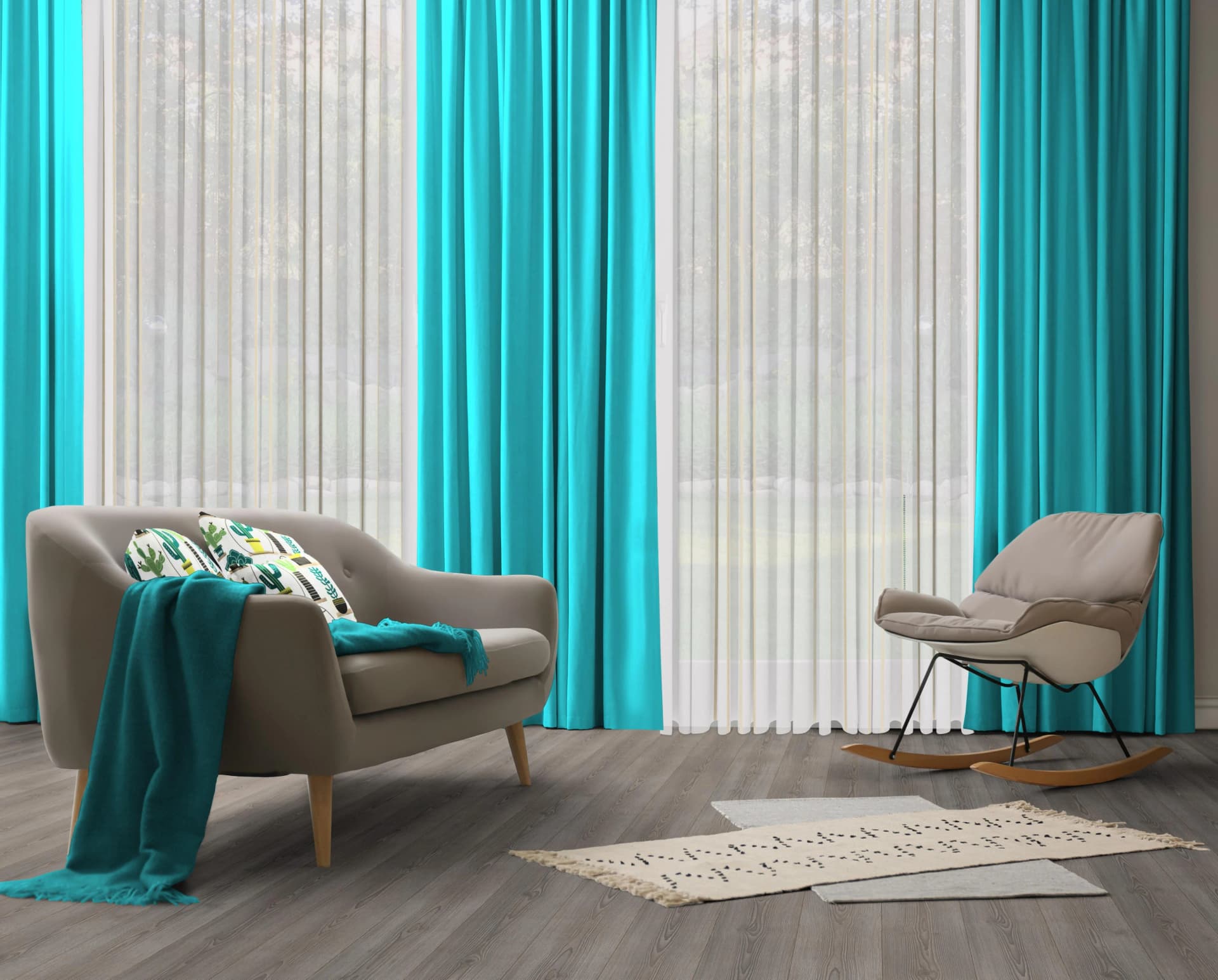 Wirth Vorhang Dim Out Türkis Blau Verdunkelnd Polyester