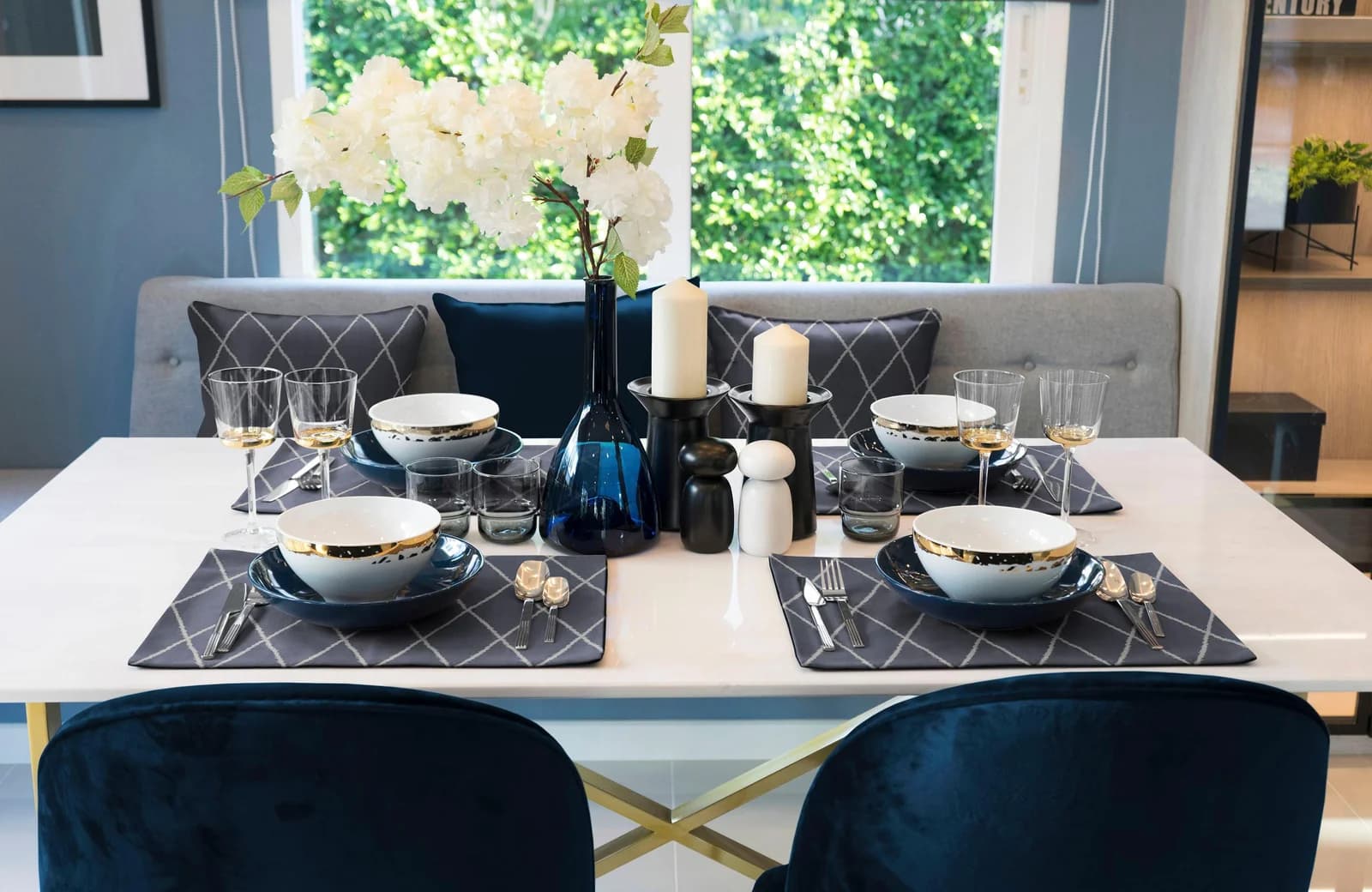 Platzset ADAM 'Casket Valdelana' 2er-Set, dunkelblau, 100% Bio-Baumwolle