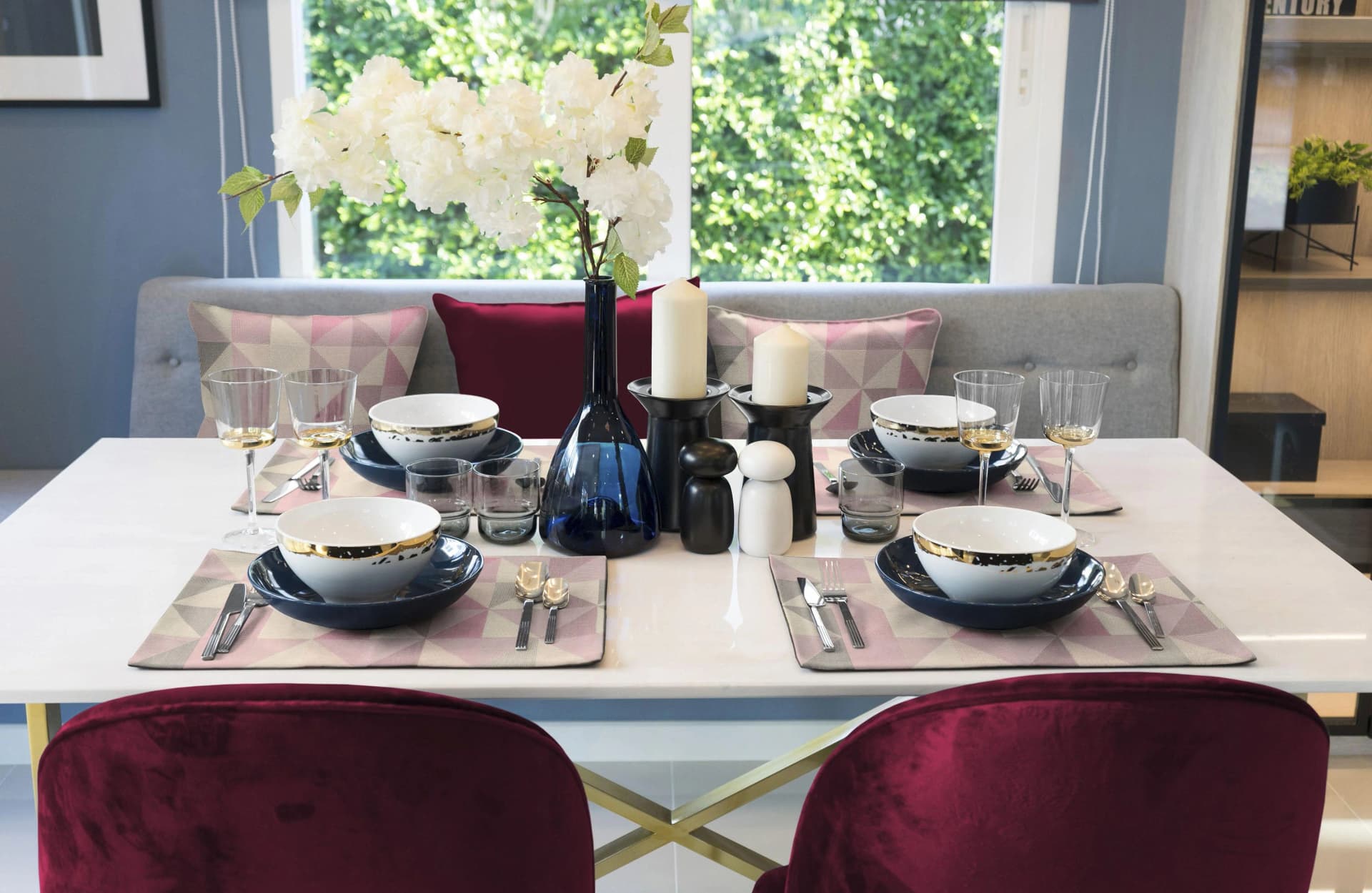 Platzset ADAM Bio Bel Grau Rosa 2er Set Baumwolle