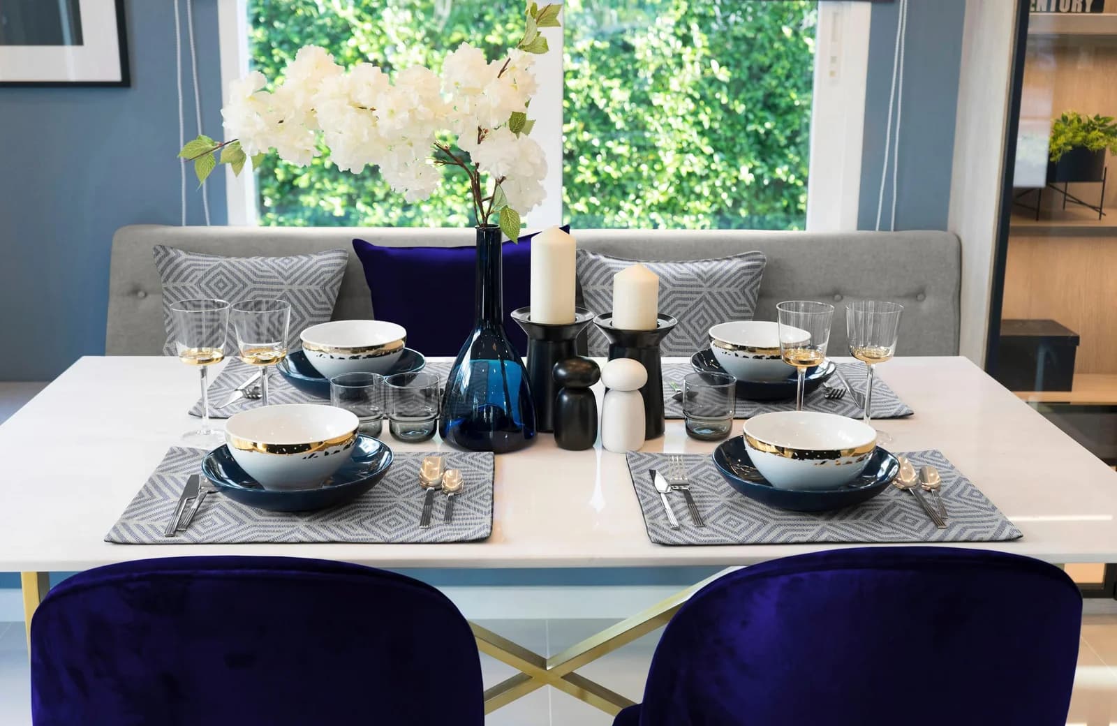 Platzset ADAM Easy Diamond 40x40 cm Dunkelblau Baumwolle