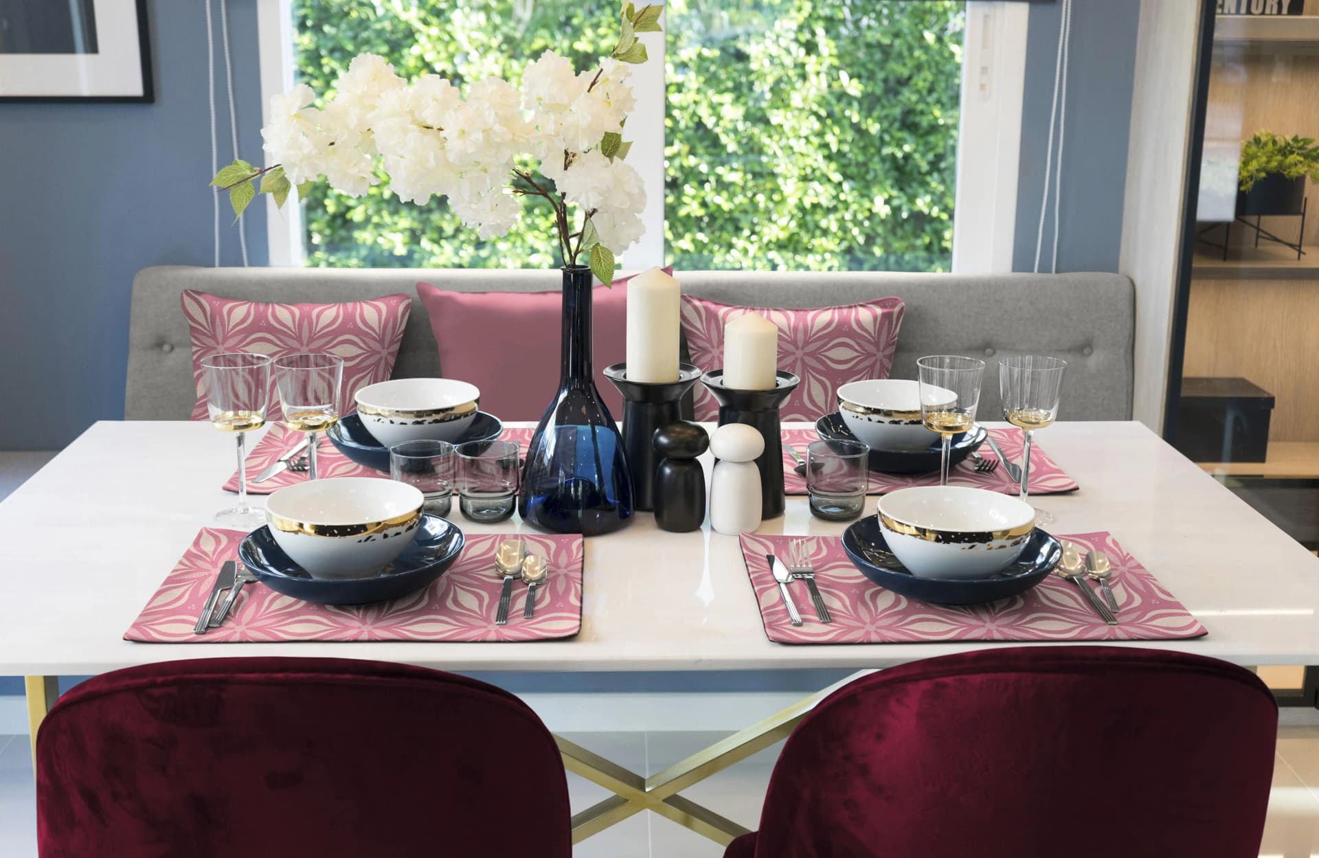 Platzset ADAM 'Retro Floret' Gr. 1, pink, 100% Bio-Baumwolle