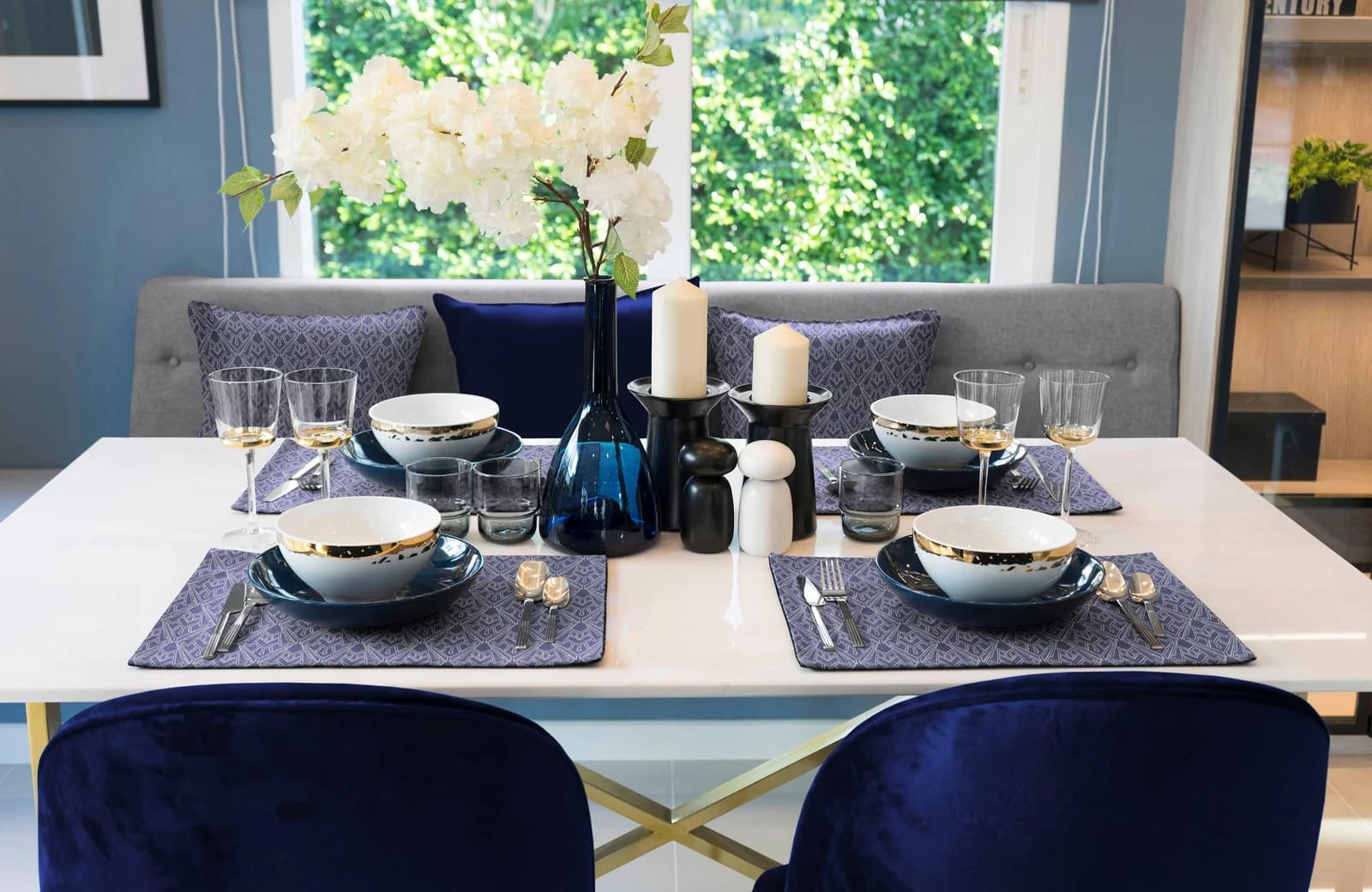 Platzset ADAM Urban Cactus royalblau 40x40 cm 2er-Set