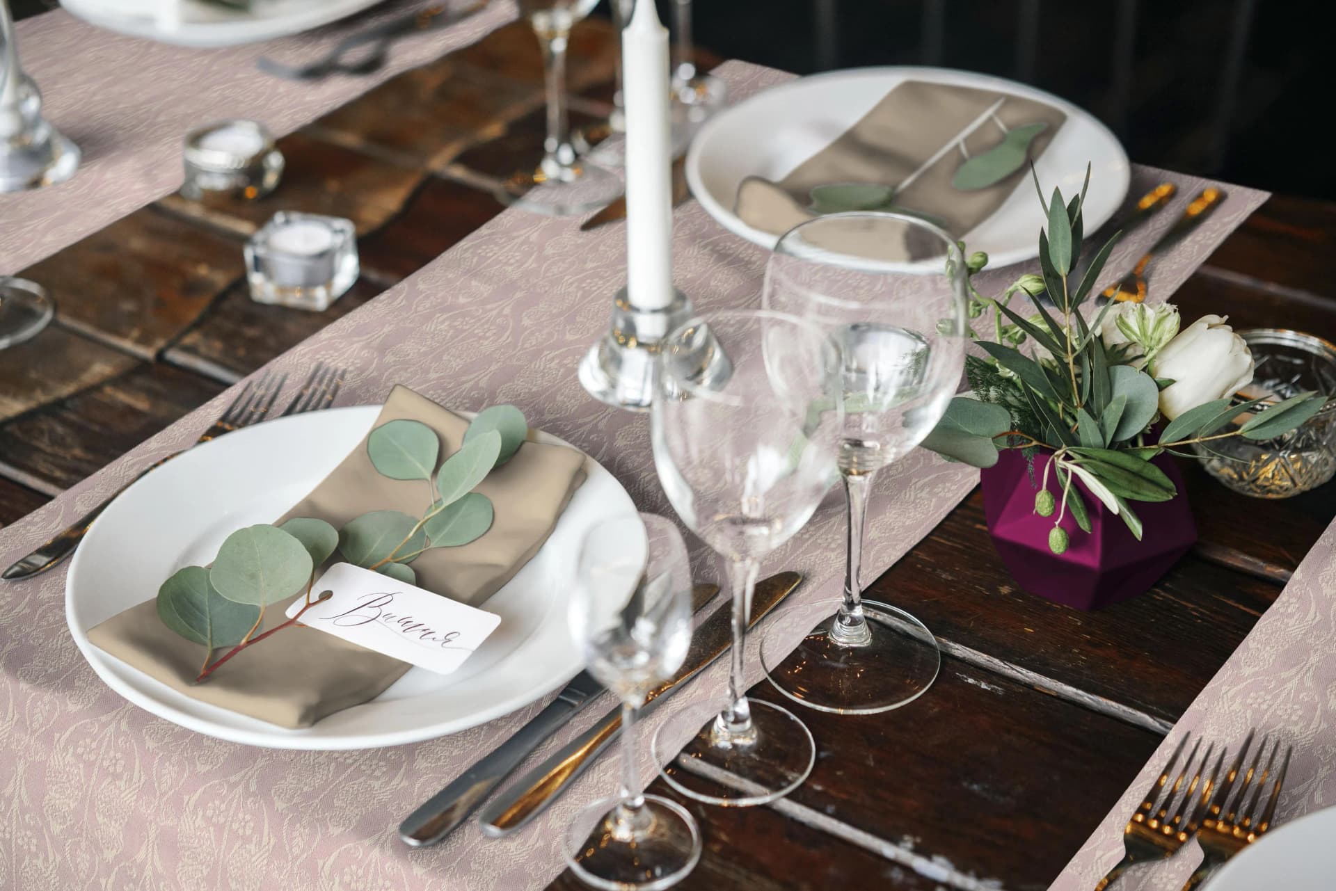 Platzset-Set aus Baumwolle und Bio-Baumwolle in hellgrün und rosa