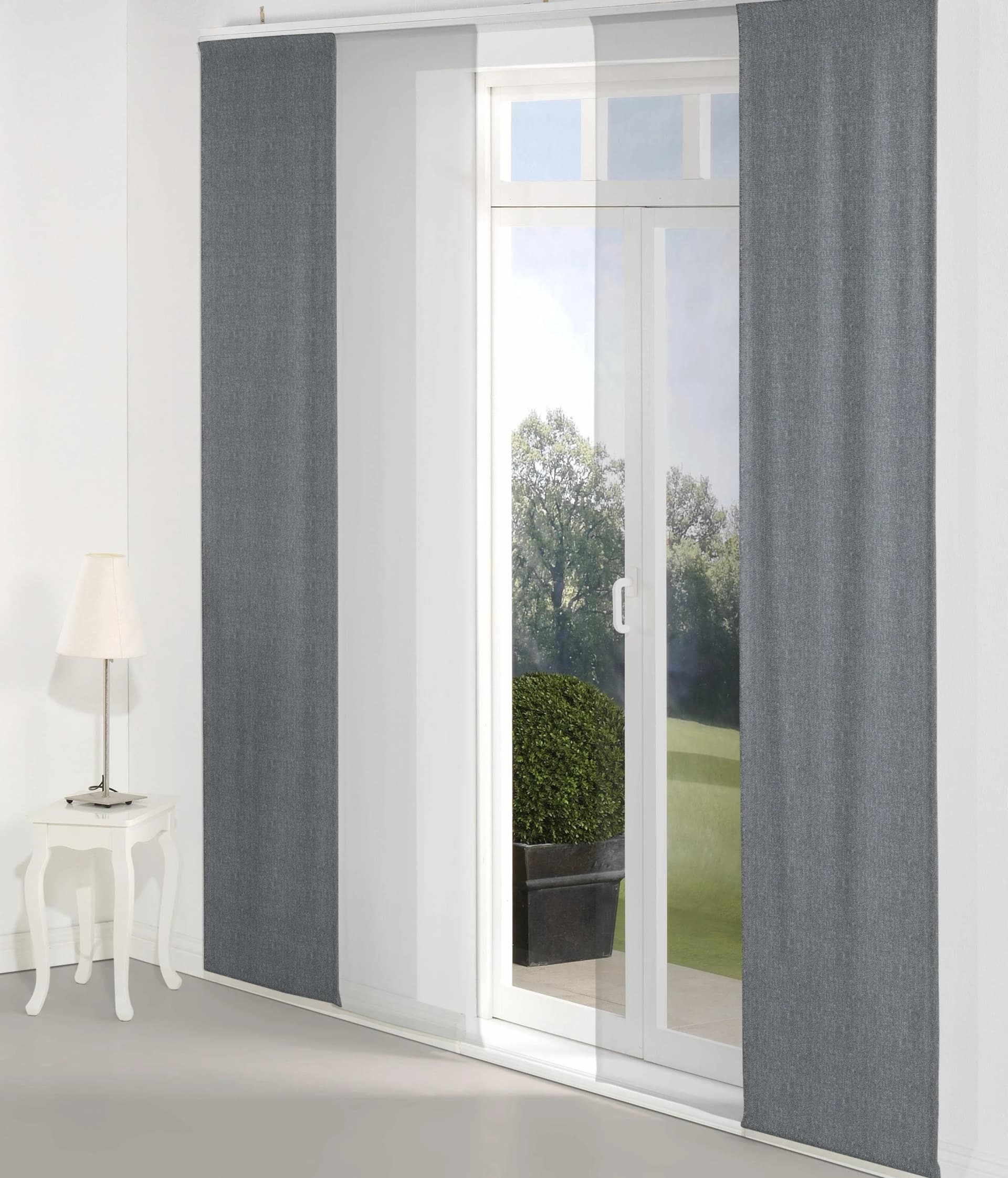 Schiebegardine WIRTH Torbole Gr. 3, 60x225 cm, Jacquard, Polyester-Baumwolle, Dunkelblau