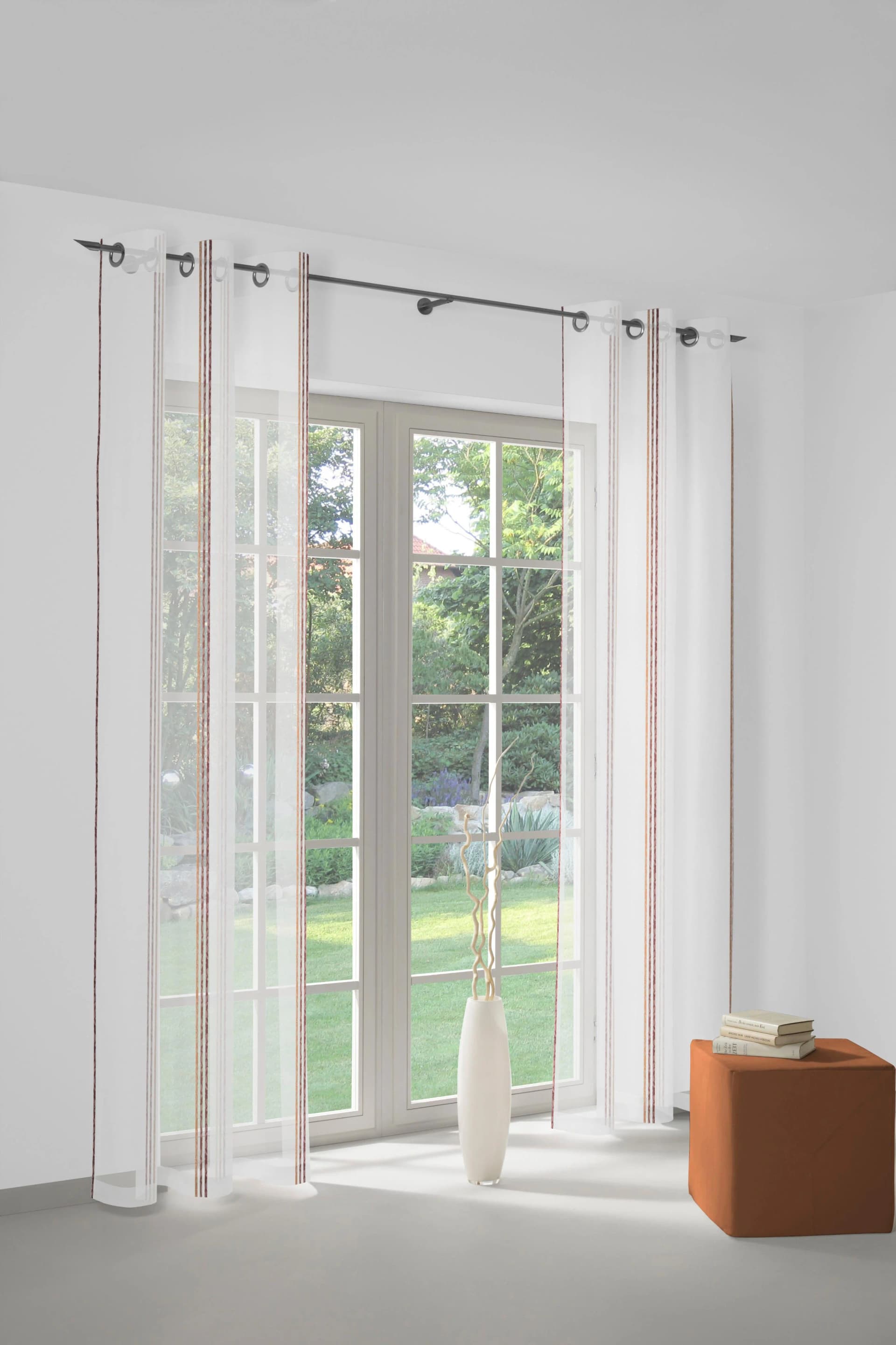 Gardine WIRTH Chloé Weiß Polyester mit Ösenbefestigung