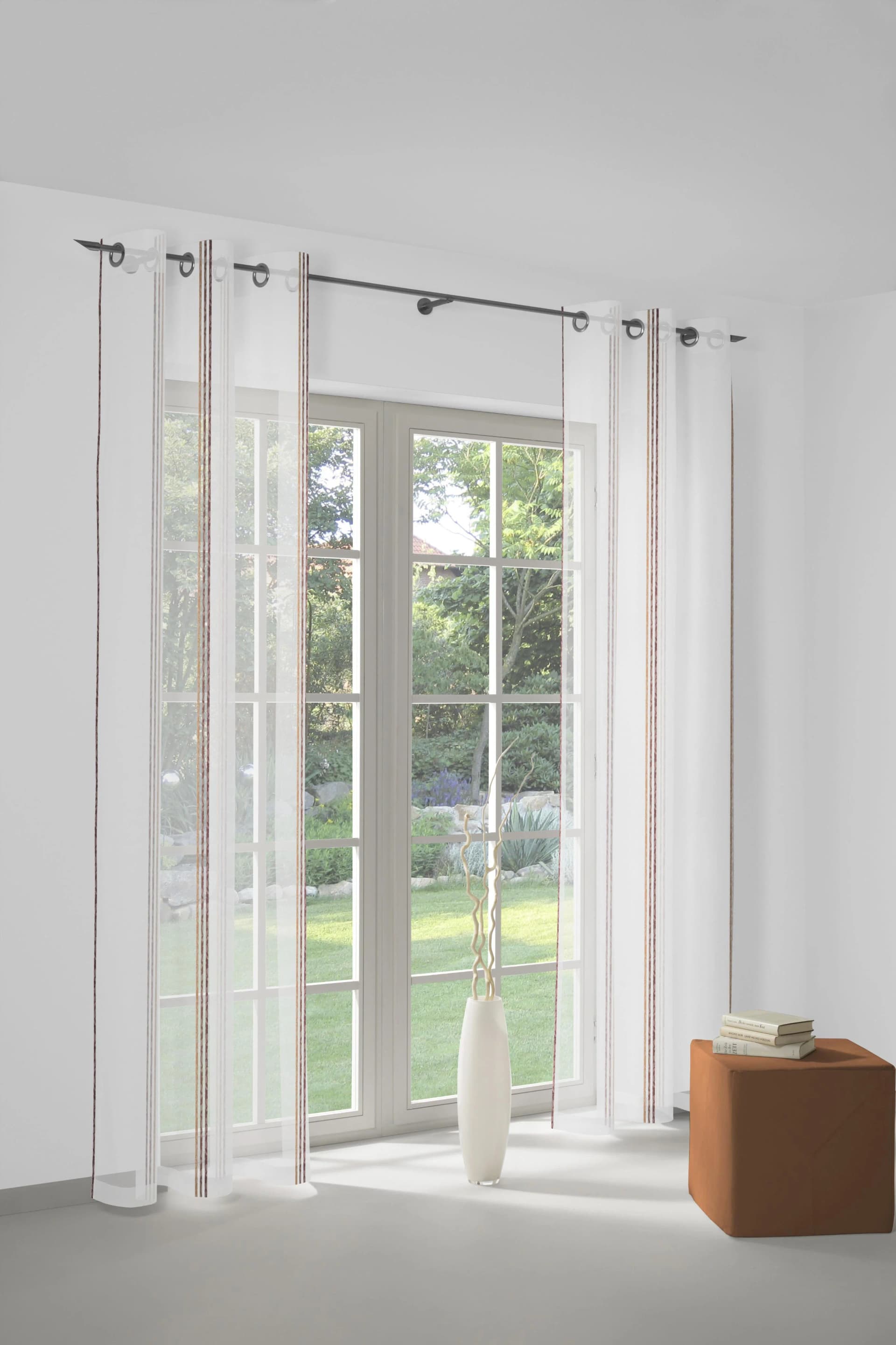Gardine WIRTH Chloé Weiß Polyester mit Blumenmuster