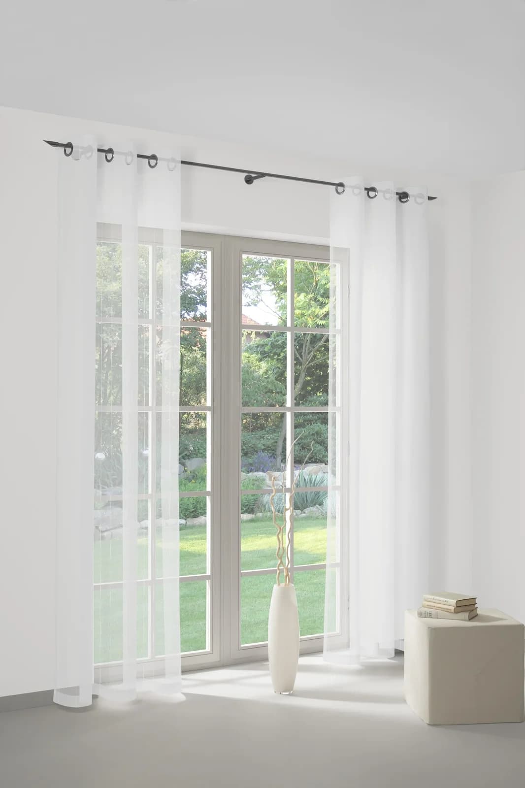 WIRTH Gardine Manuela Weiß Voile mit Metallösen