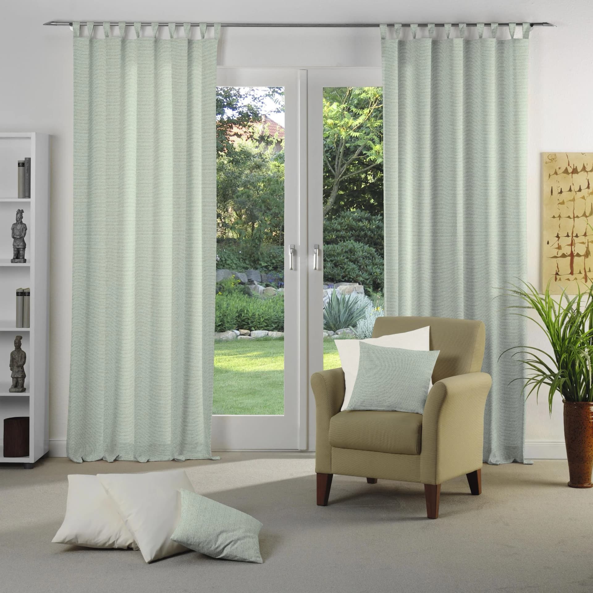 WIRTH Vorhang Berwick Grün Jacquard Schlaufen 132x145cm